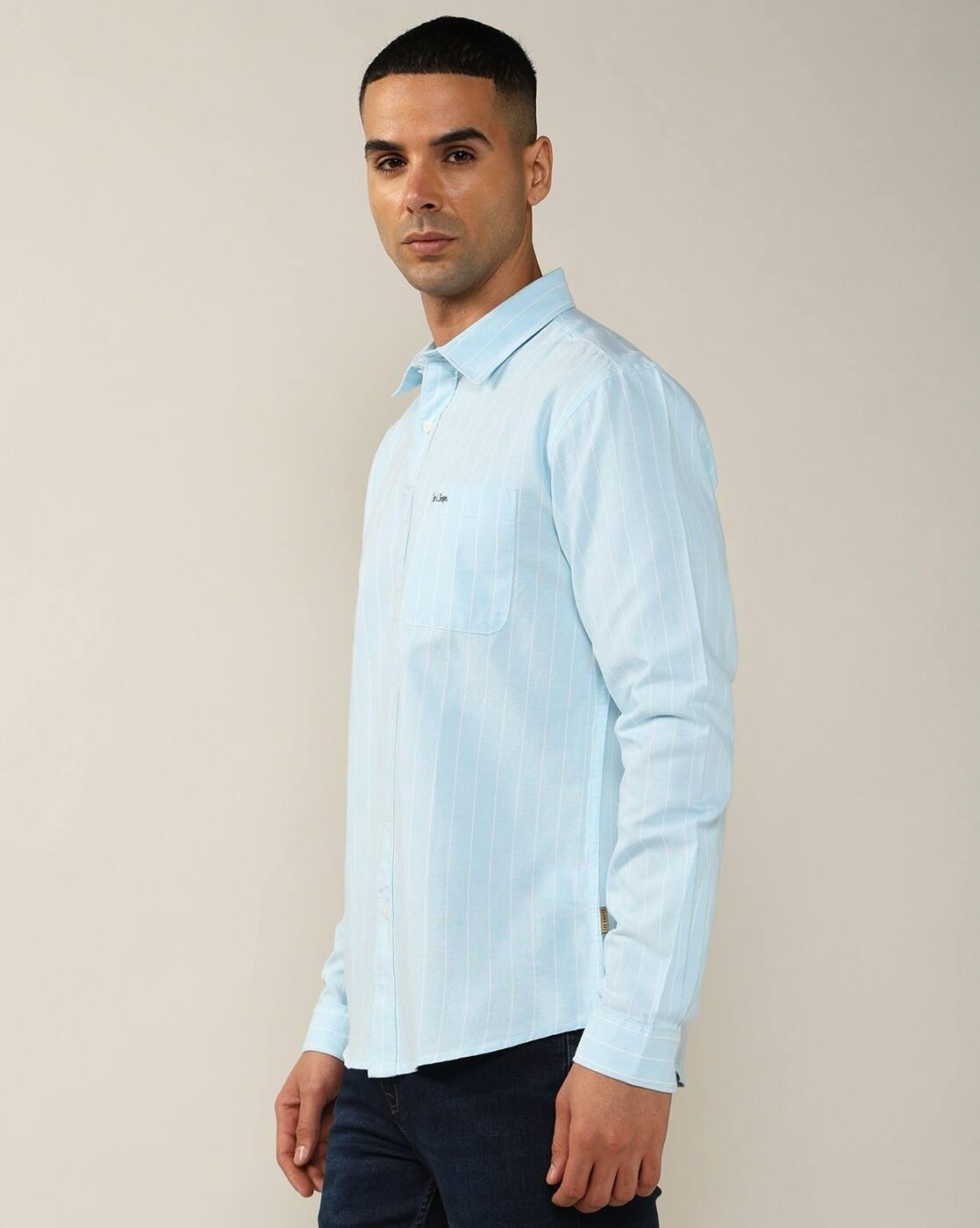 Lee Cooper | Men Striped Regular Fit Shirt with Patch Pocket|1