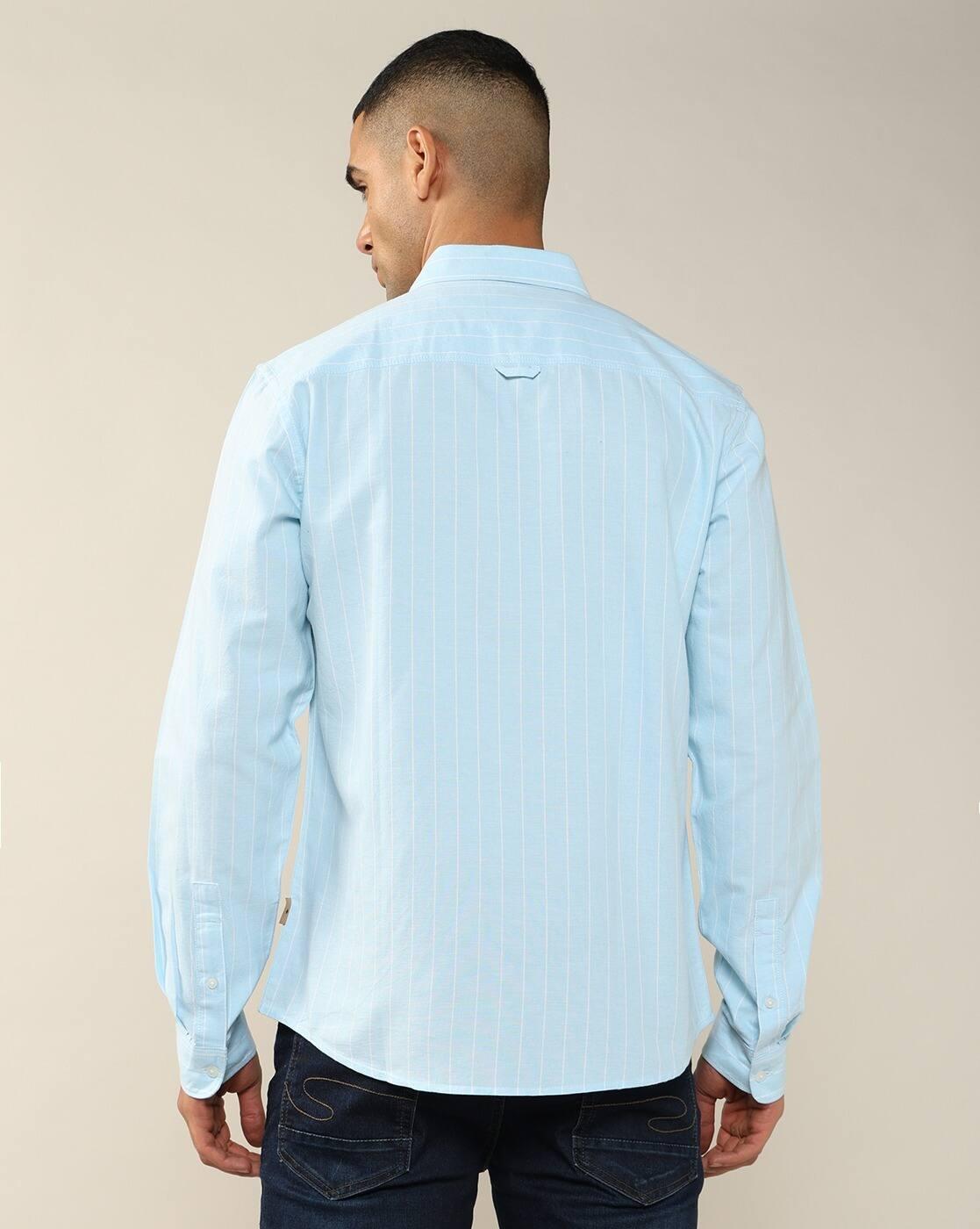 Lee Cooper | Men Striped Regular Fit Shirt with Patch Pocket|2