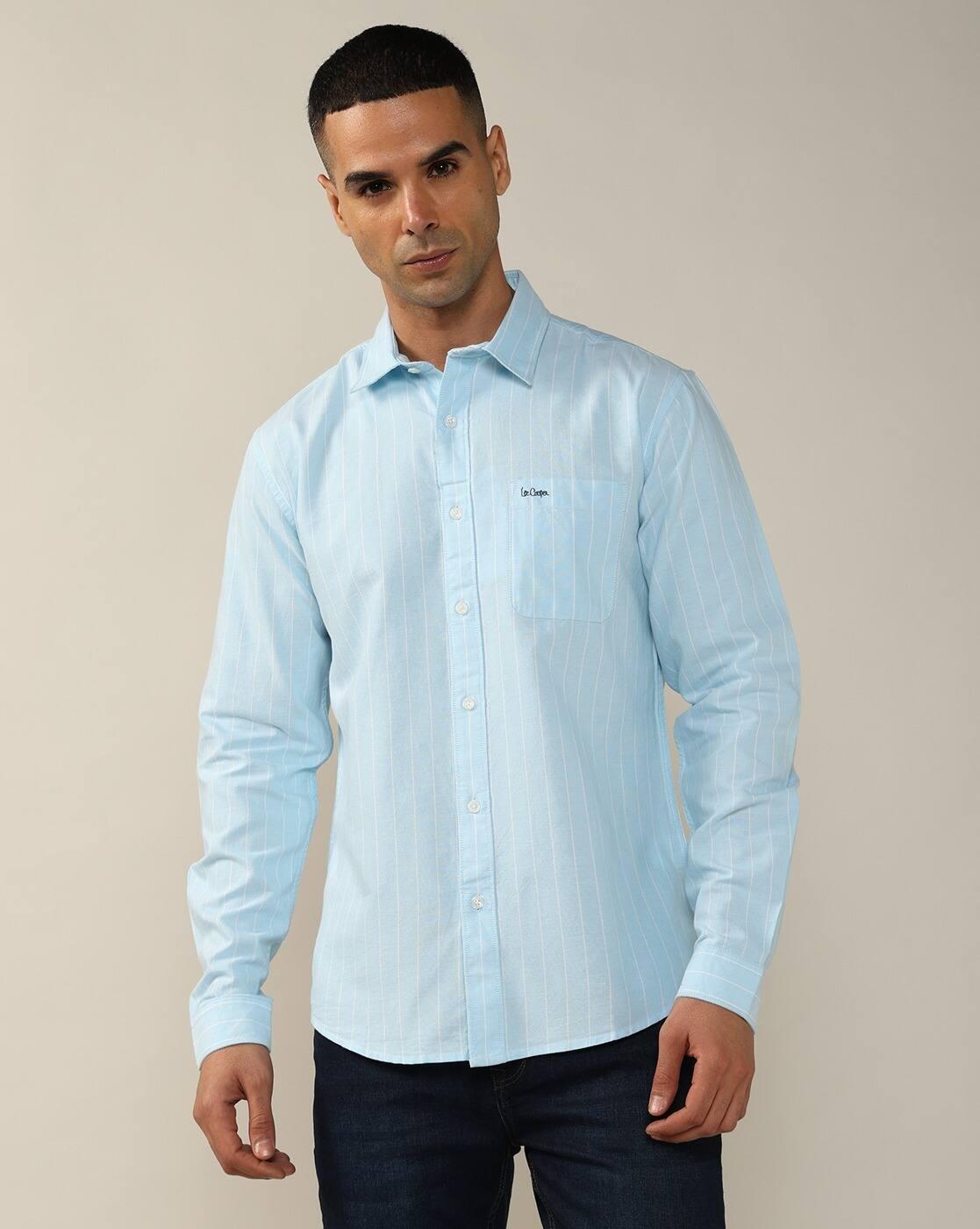Lee Cooper | Men Striped Regular Fit Shirt with Patch Pocket|4