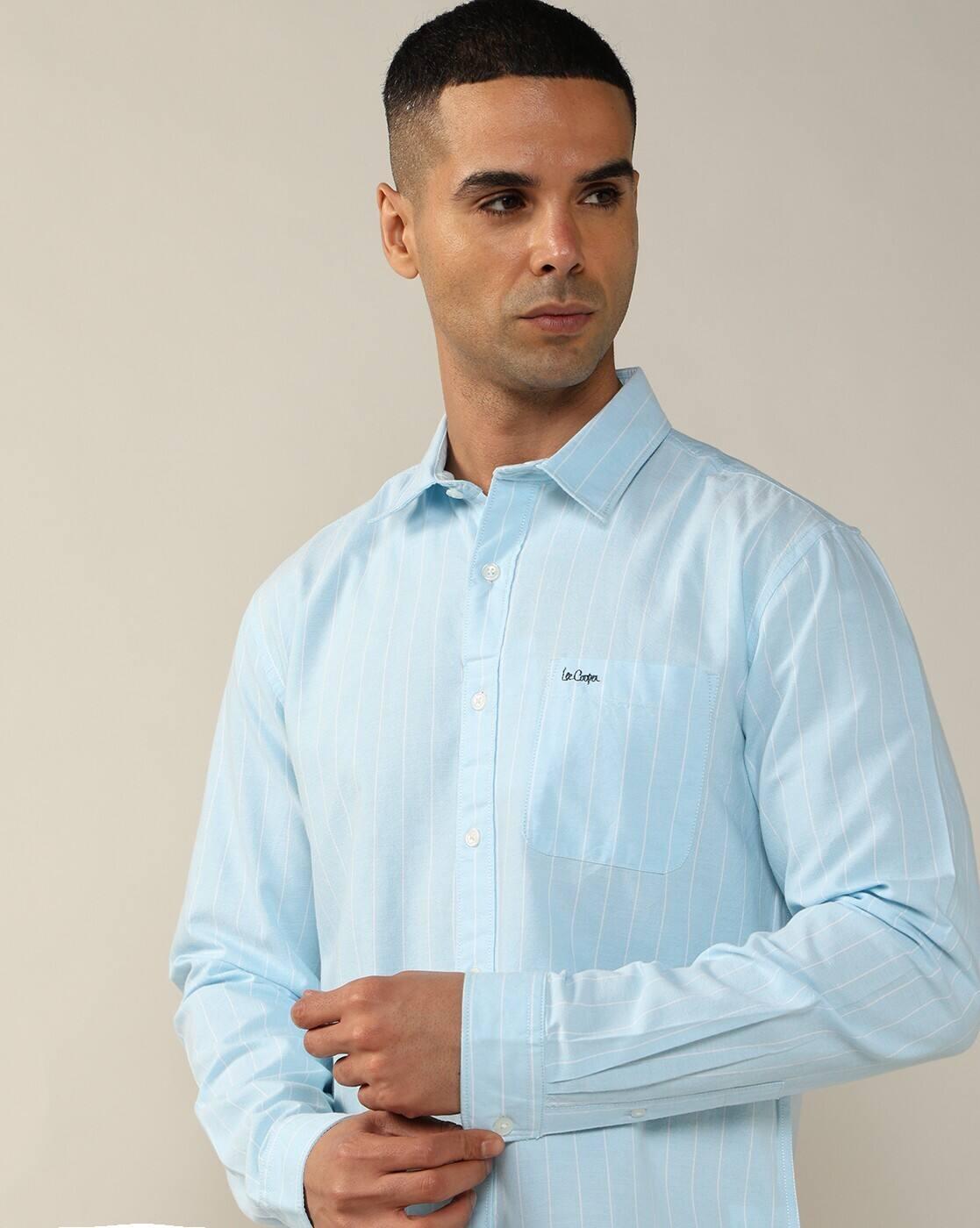 Lee Cooper | Men Striped Regular Fit Shirt with Patch Pocket|5