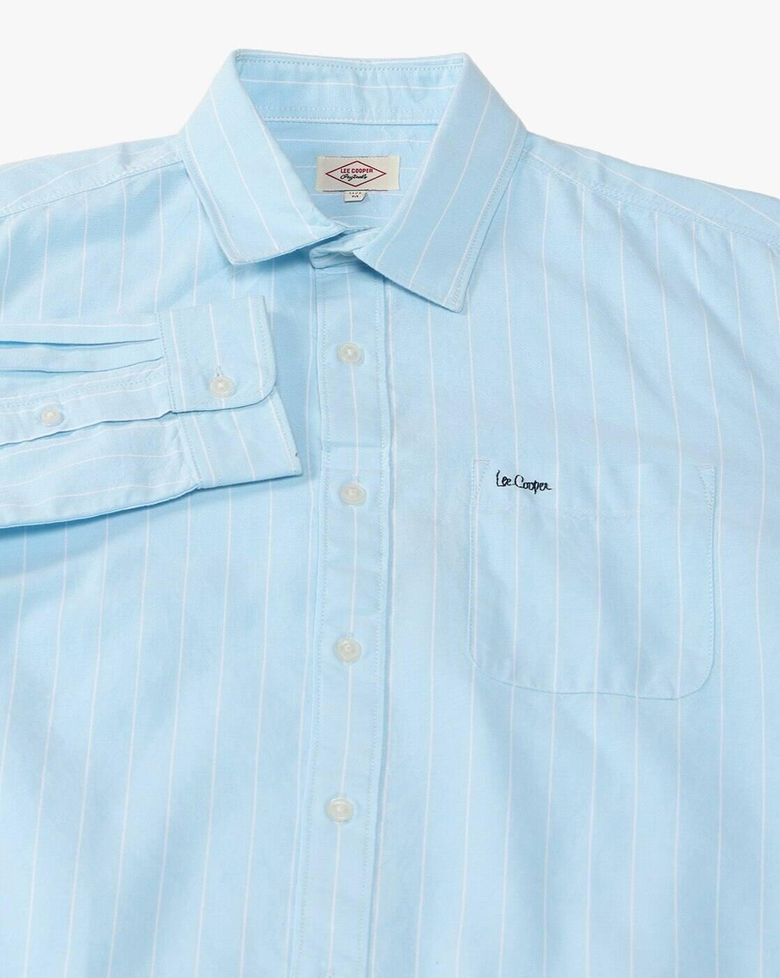 Lee Cooper | Men Striped Regular Fit Shirt with Patch Pocket|6