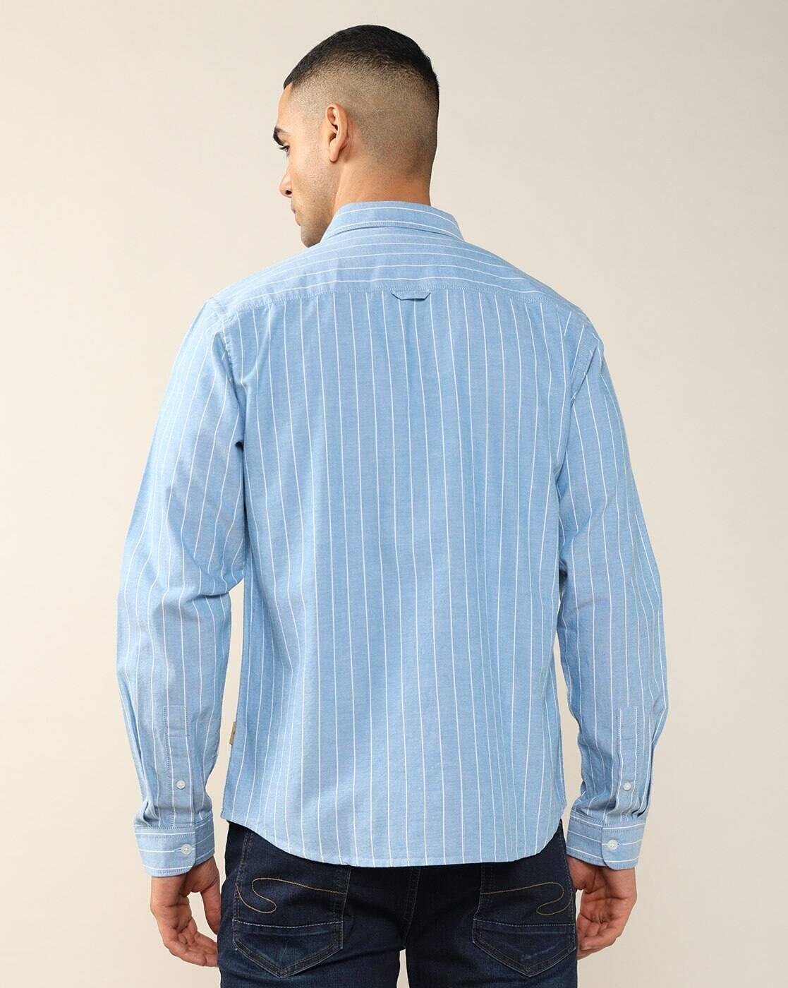 Lee Cooper | Men Striped Regular Fit Shirt with Patch Pocket|2