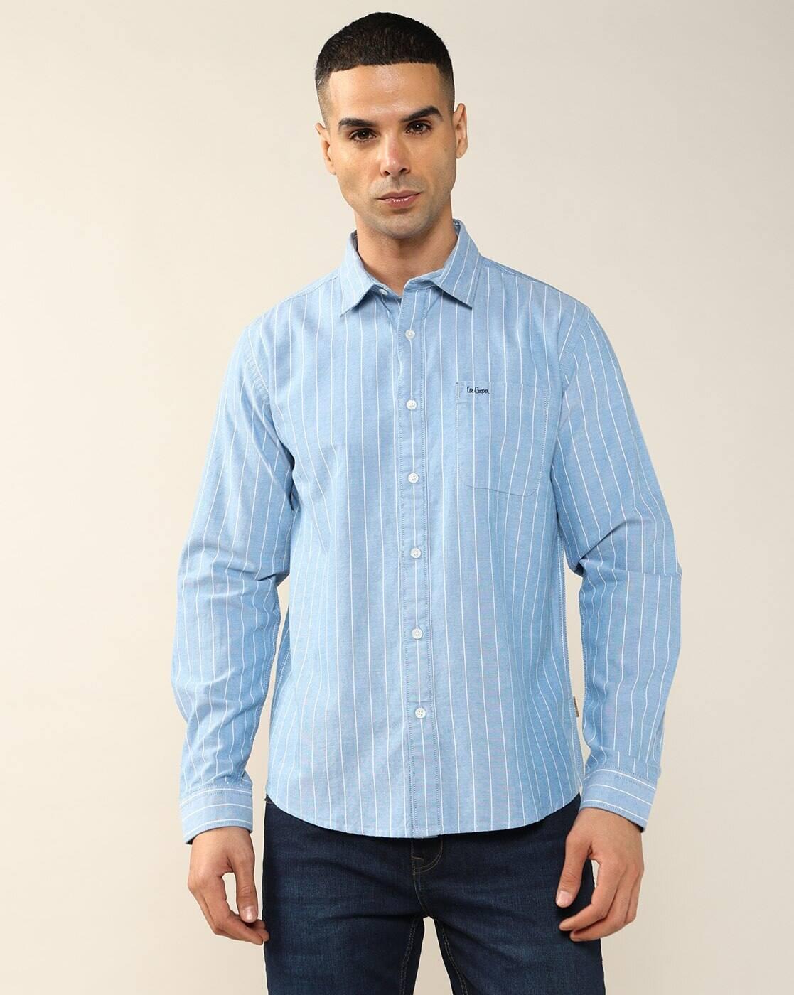 Lee Cooper | Men Striped Regular Fit Shirt with Patch Pocket|4