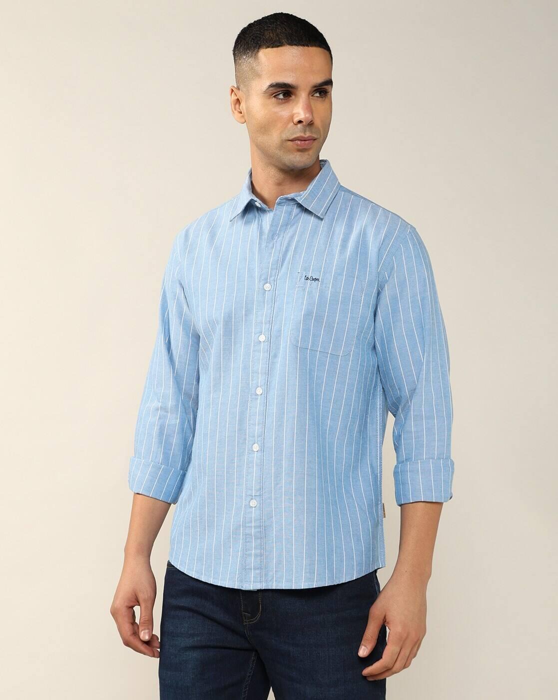 Lee Cooper | Men Striped Regular Fit Shirt with Patch Pocket|5