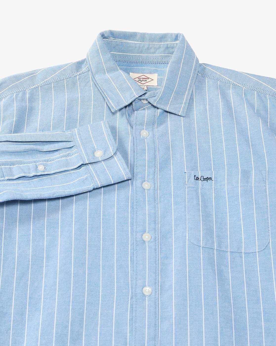 Lee Cooper | Men Striped Regular Fit Shirt with Patch Pocket|7