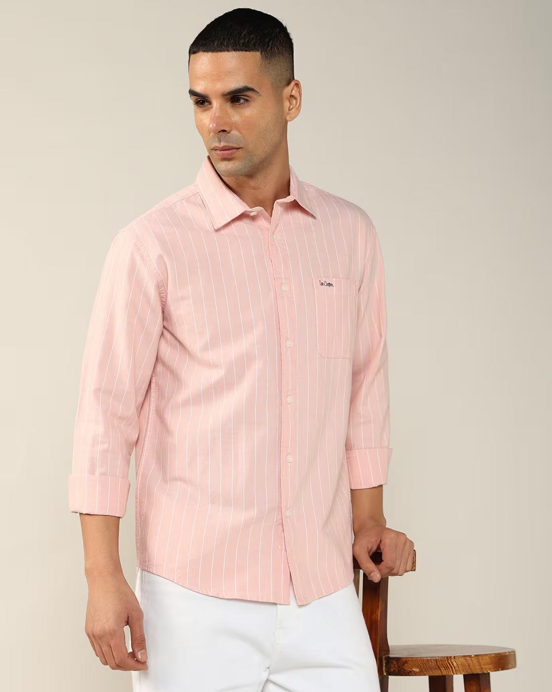 Men Striped Regular Fit Shirt with Patch Pocket