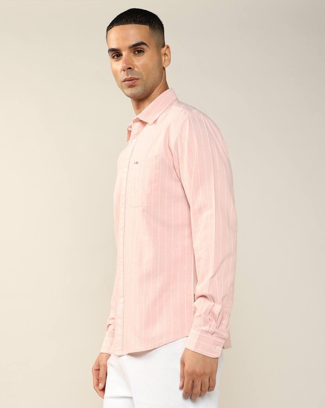 Lee Cooper | Men Striped Regular Fit Shirt with Patch Pocket|1