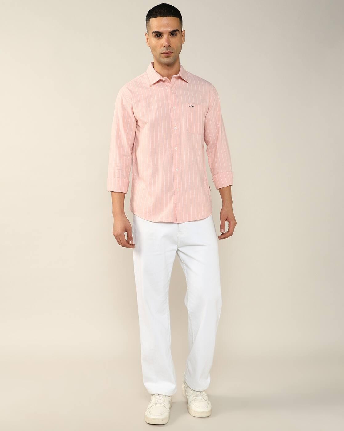 Lee Cooper | Men Striped Regular Fit Shirt with Patch Pocket|3