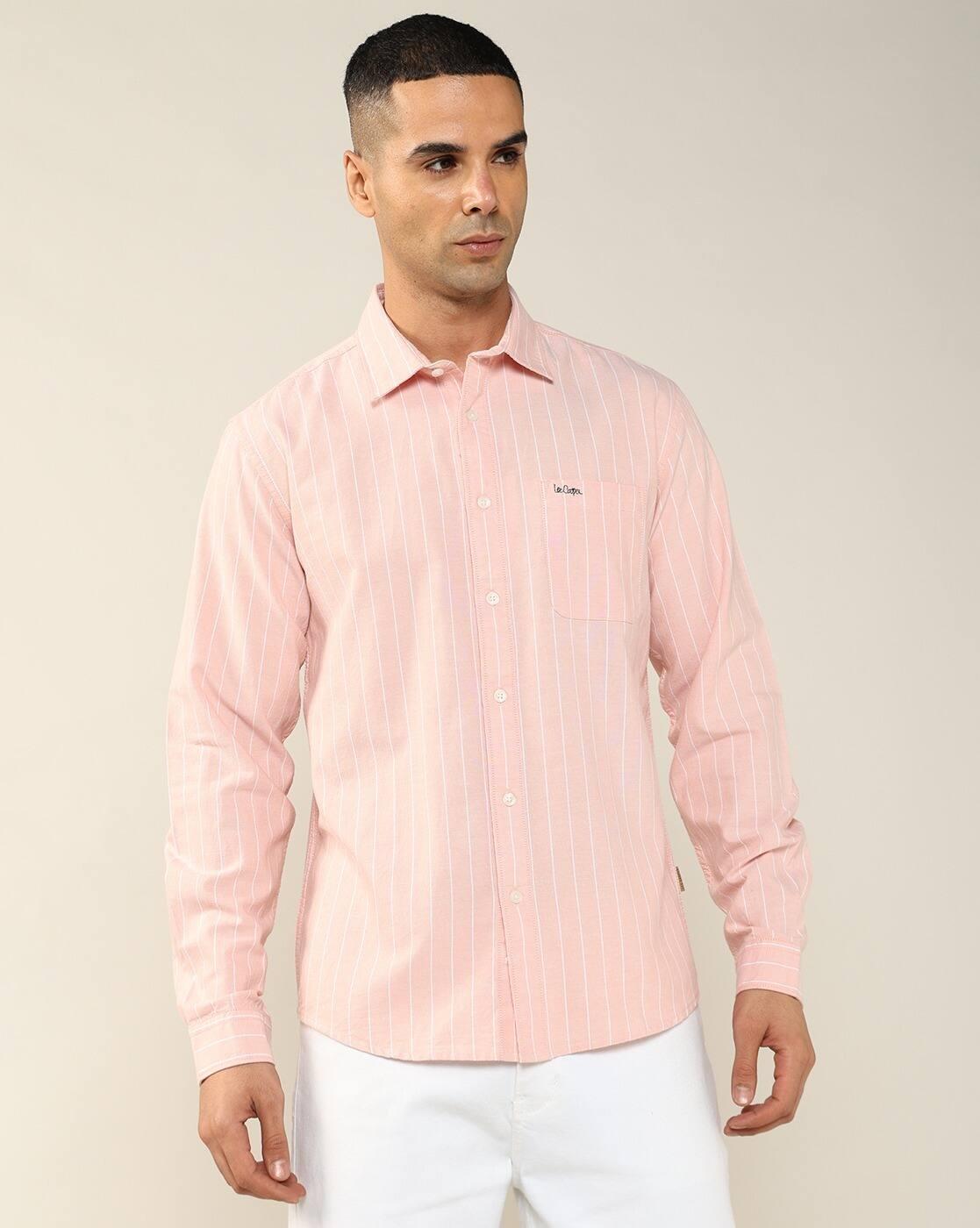 Lee Cooper | Men Striped Regular Fit Shirt with Patch Pocket|4