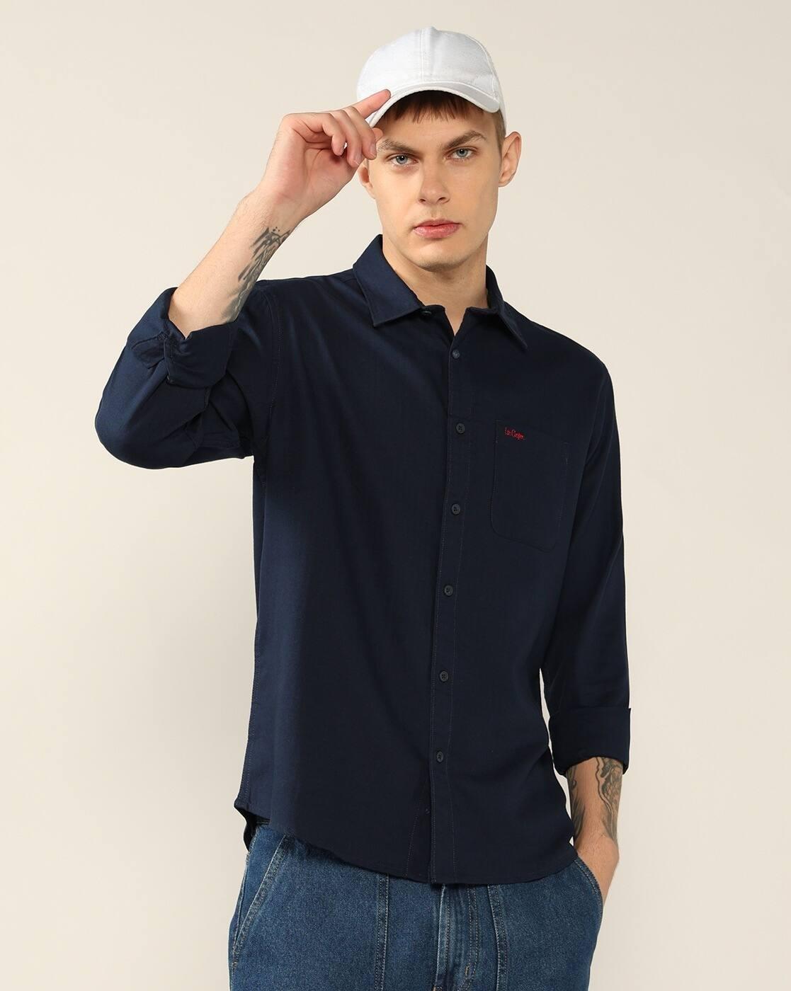 Men Regular Fit Shirt with Patch Pocket