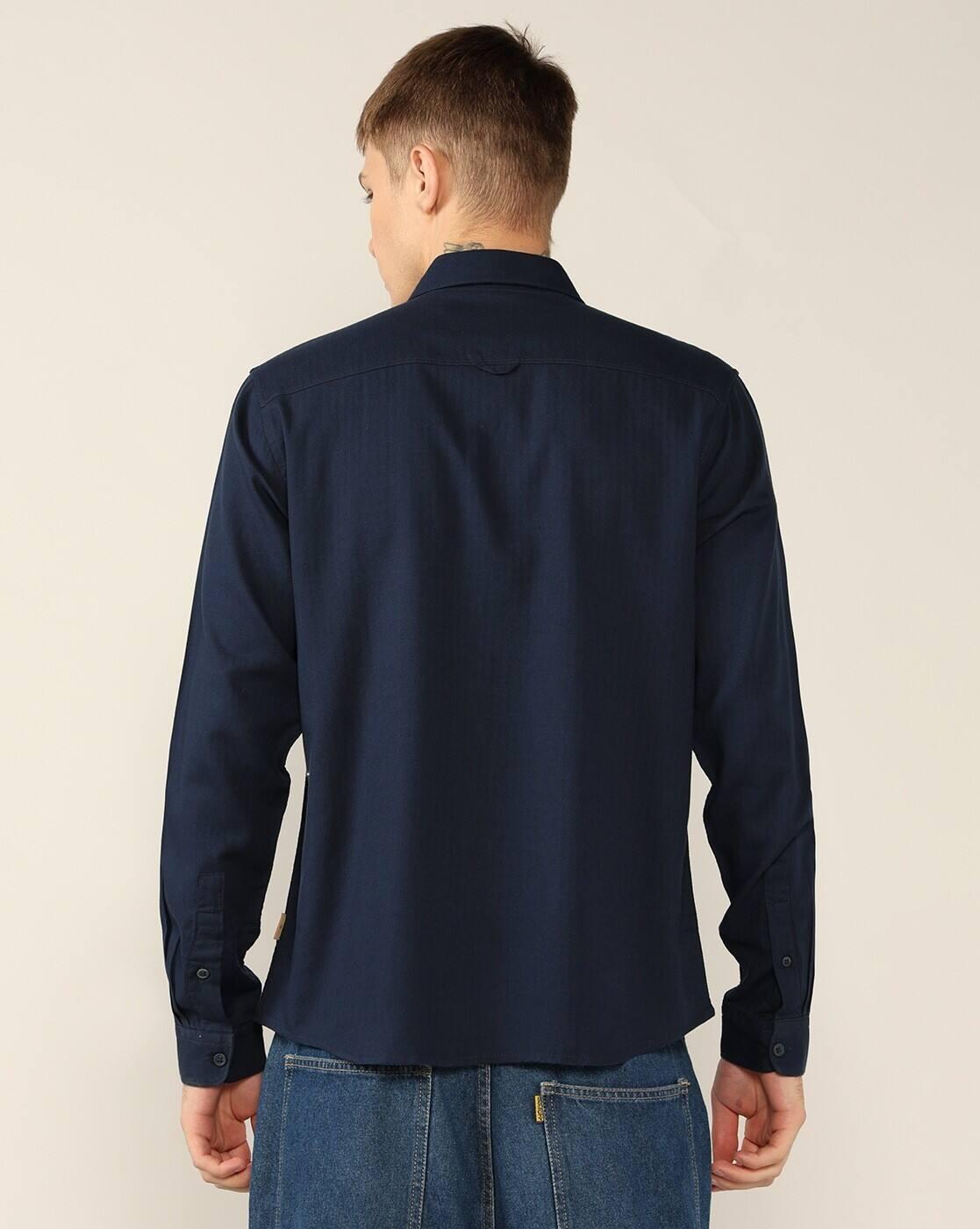Lee Cooper | Men Regular Fit Shirt with Patch Pocket|2