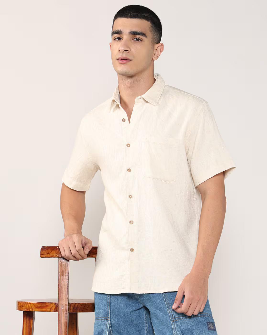 Lee Cooper | Men Patterned Relaxed Fit Shirt with Patch Pocket|0