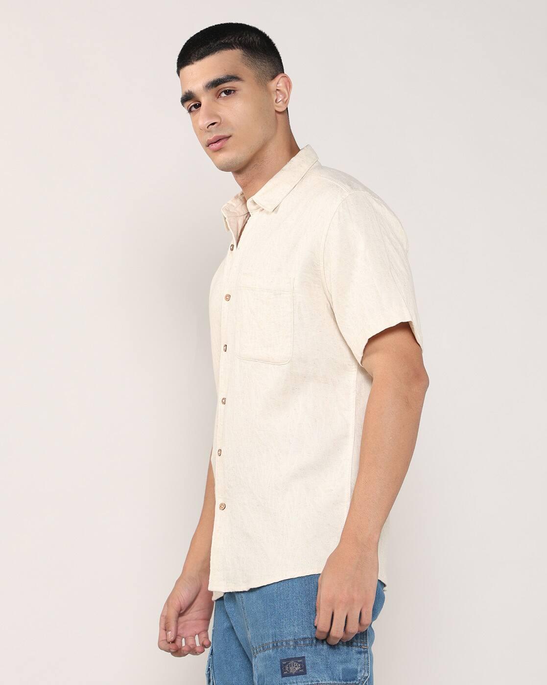 Lee Cooper | Men Patterned Relaxed Fit Shirt with Patch Pocket|1