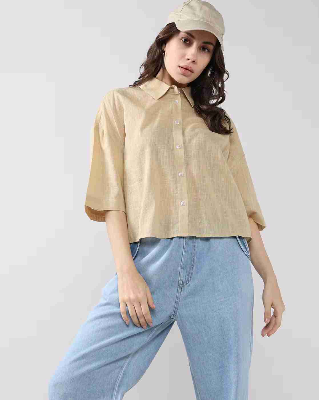 Lee Cooper | Women Relaxed Fit Shirt with Spread Collar|0
