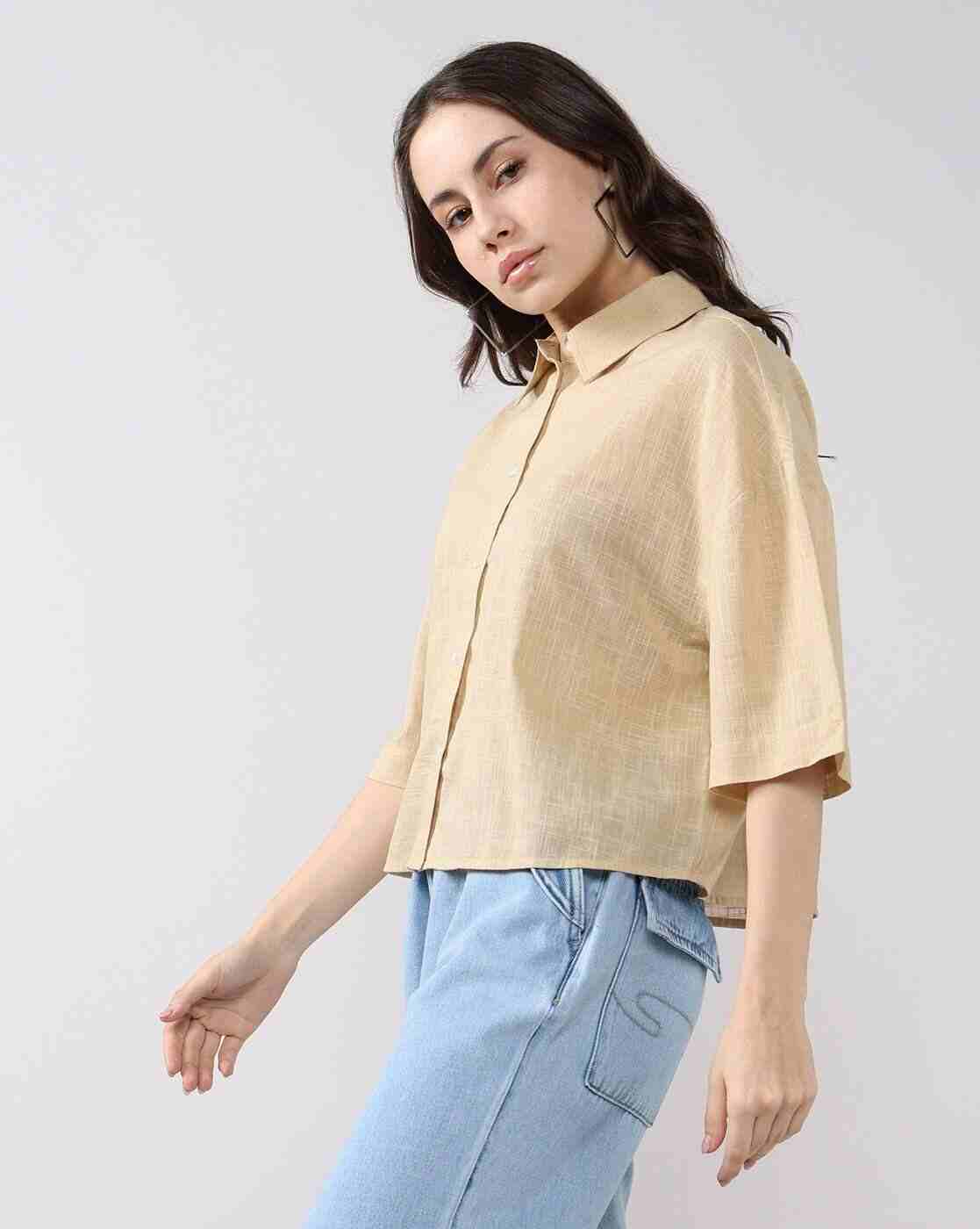 Lee Cooper | Women Relaxed Fit Shirt with Spread Collar|1