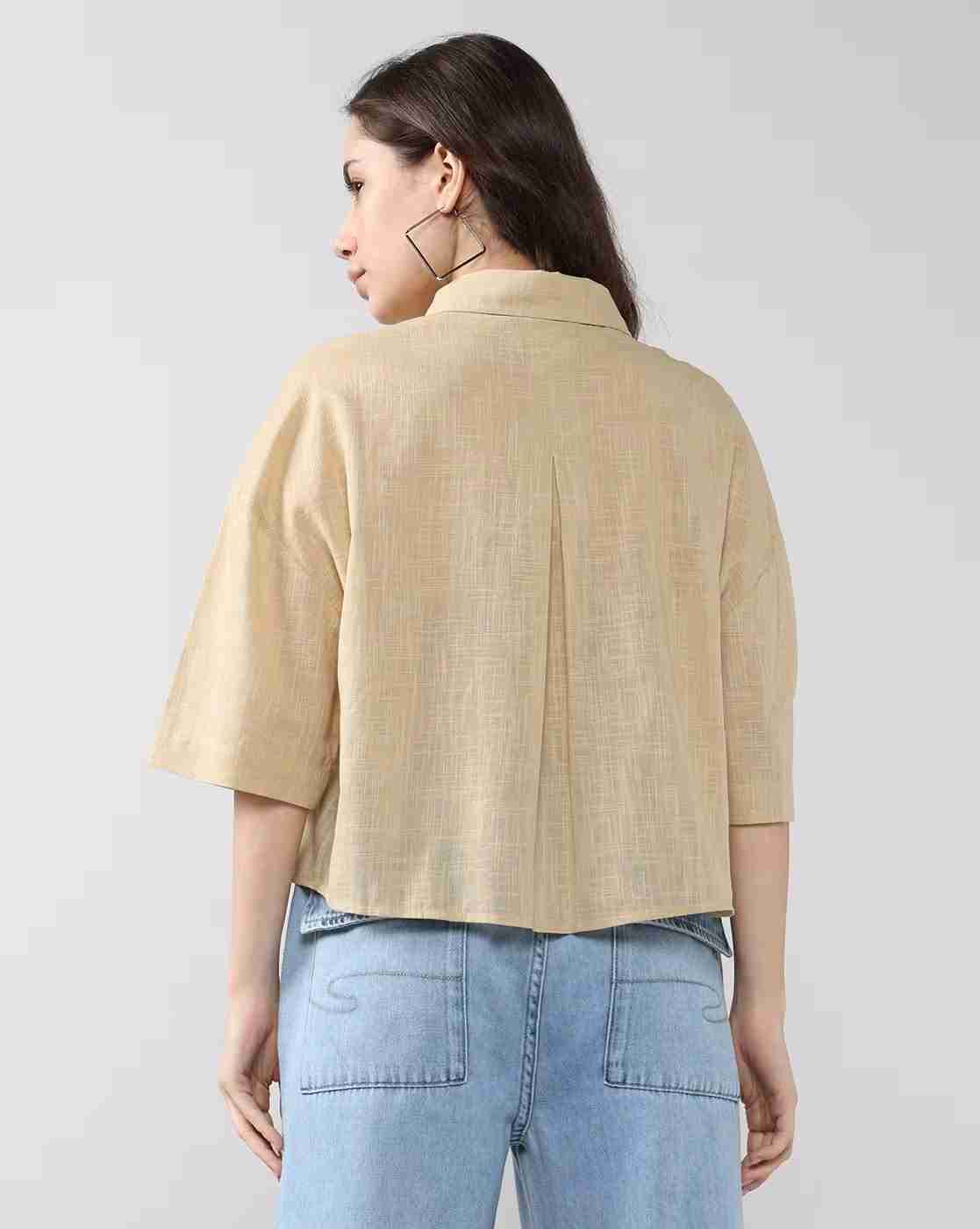 Lee Cooper | Women Relaxed Fit Shirt with Spread Collar|2
