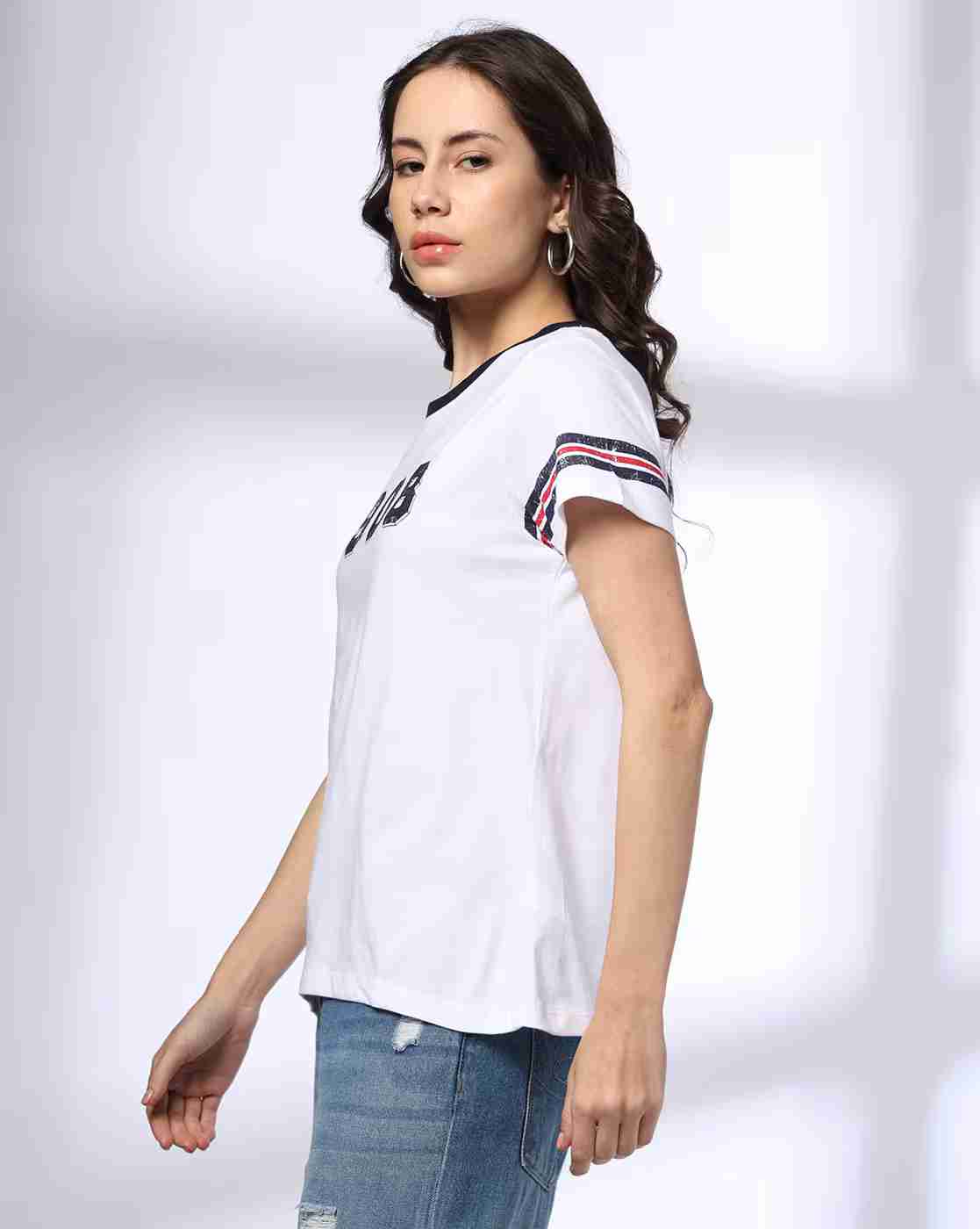 Lee Cooper | Women Numeric Print Regular Fit Round-Neck T-Shirt|2
