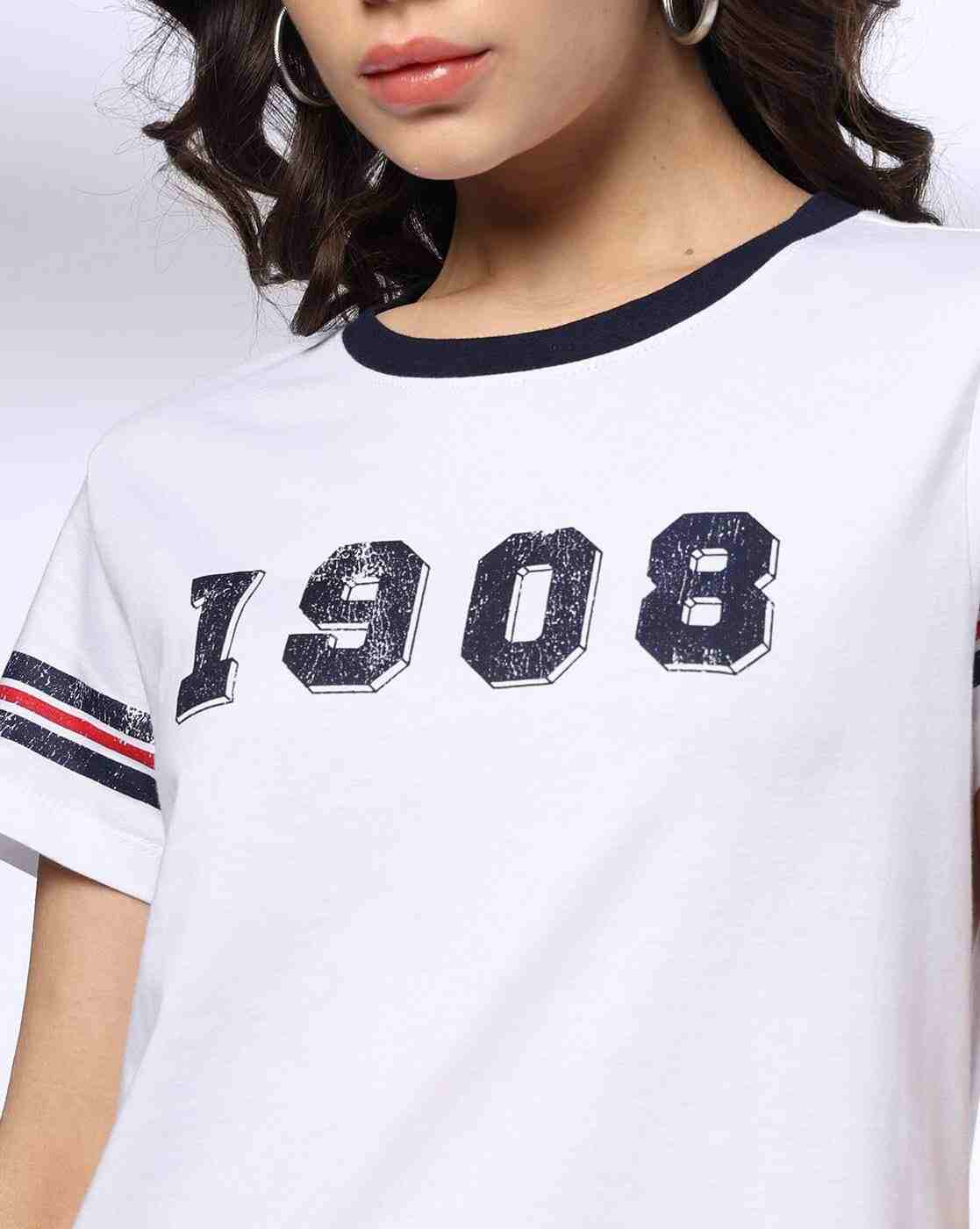 Lee Cooper | Women Numeric Print Regular Fit Round-Neck T-Shirt|4