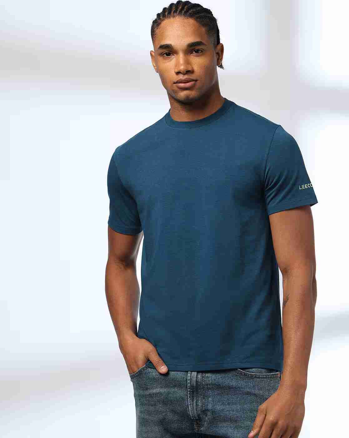 Lee Cooper | Men Relaxed Fit Crew-Neck T-Shirt with Brand Print|0