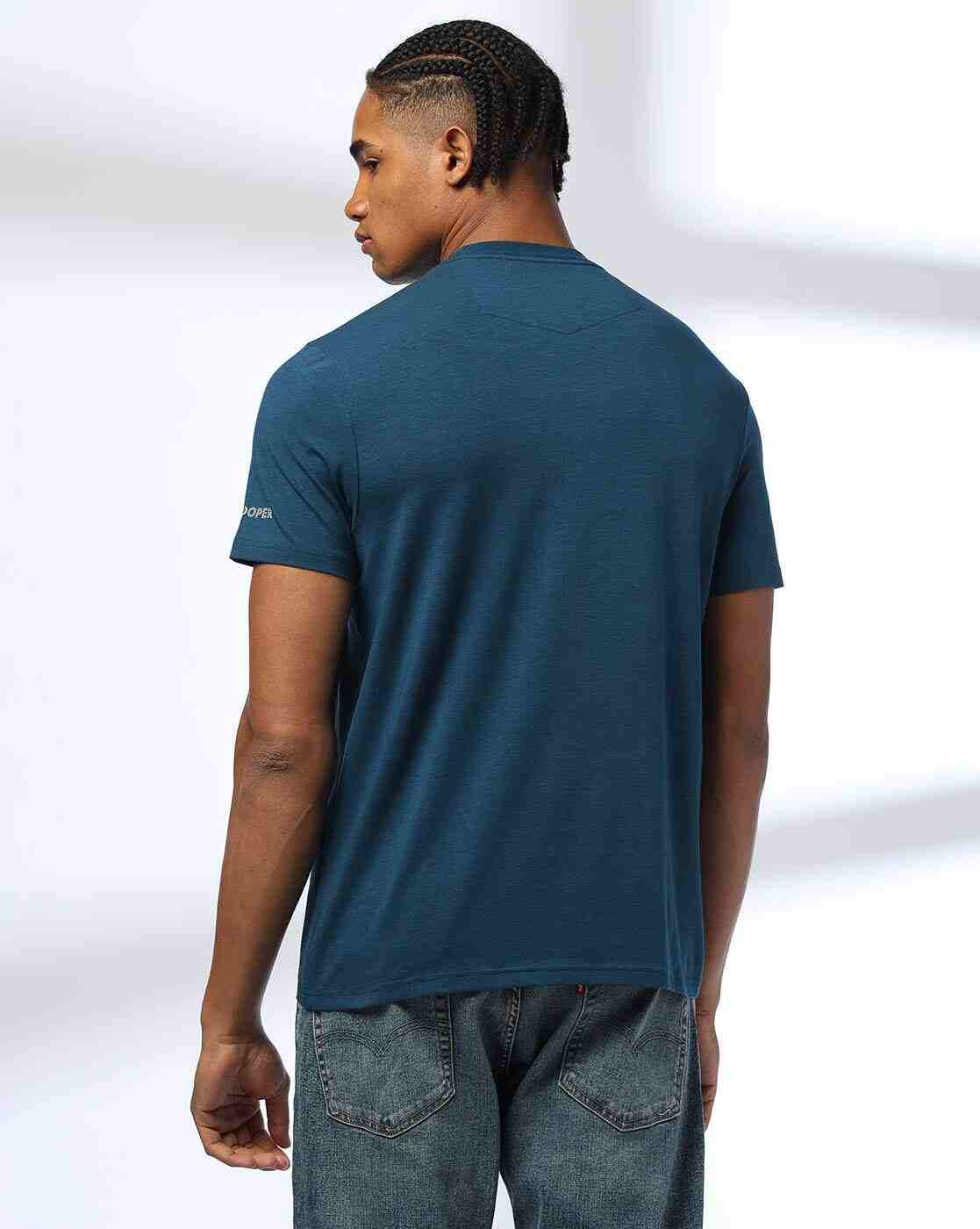 Lee Cooper | Men Relaxed Fit Crew-Neck T-Shirt with Brand Print|2