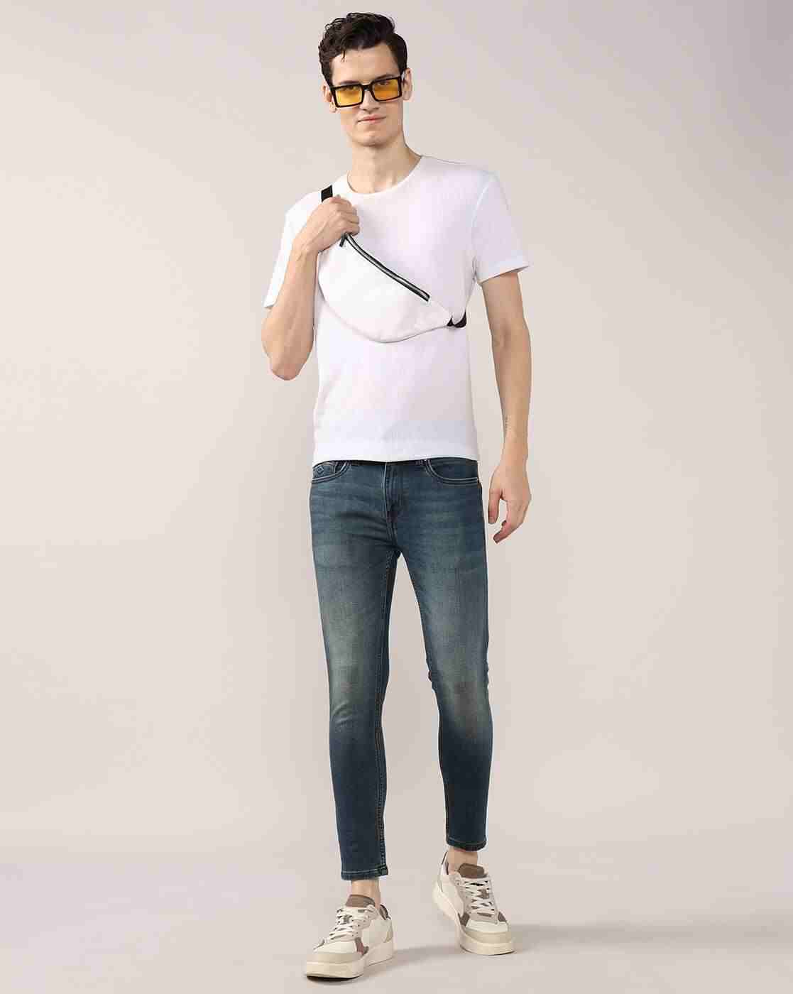 Lee Cooper | Men Mid-Wash Slim Fit Cropped Jeans|0
