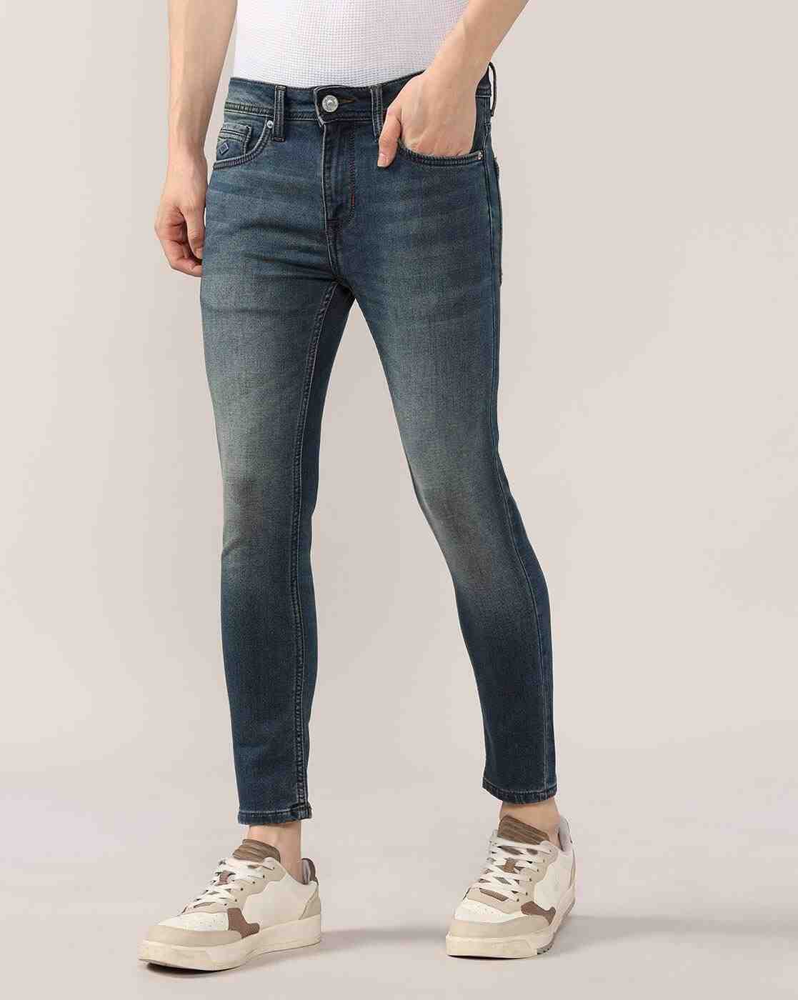 Lee Cooper | Men Mid-Wash Slim Fit Cropped Jeans|1