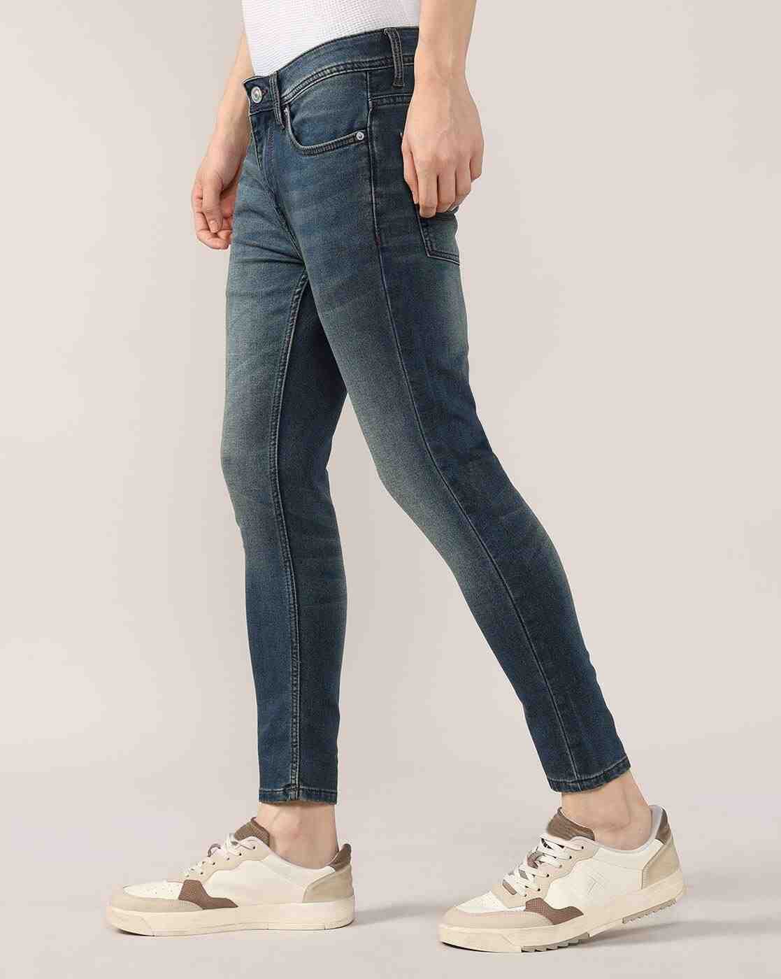 Lee Cooper | Men Mid-Wash Slim Fit Cropped Jeans|2