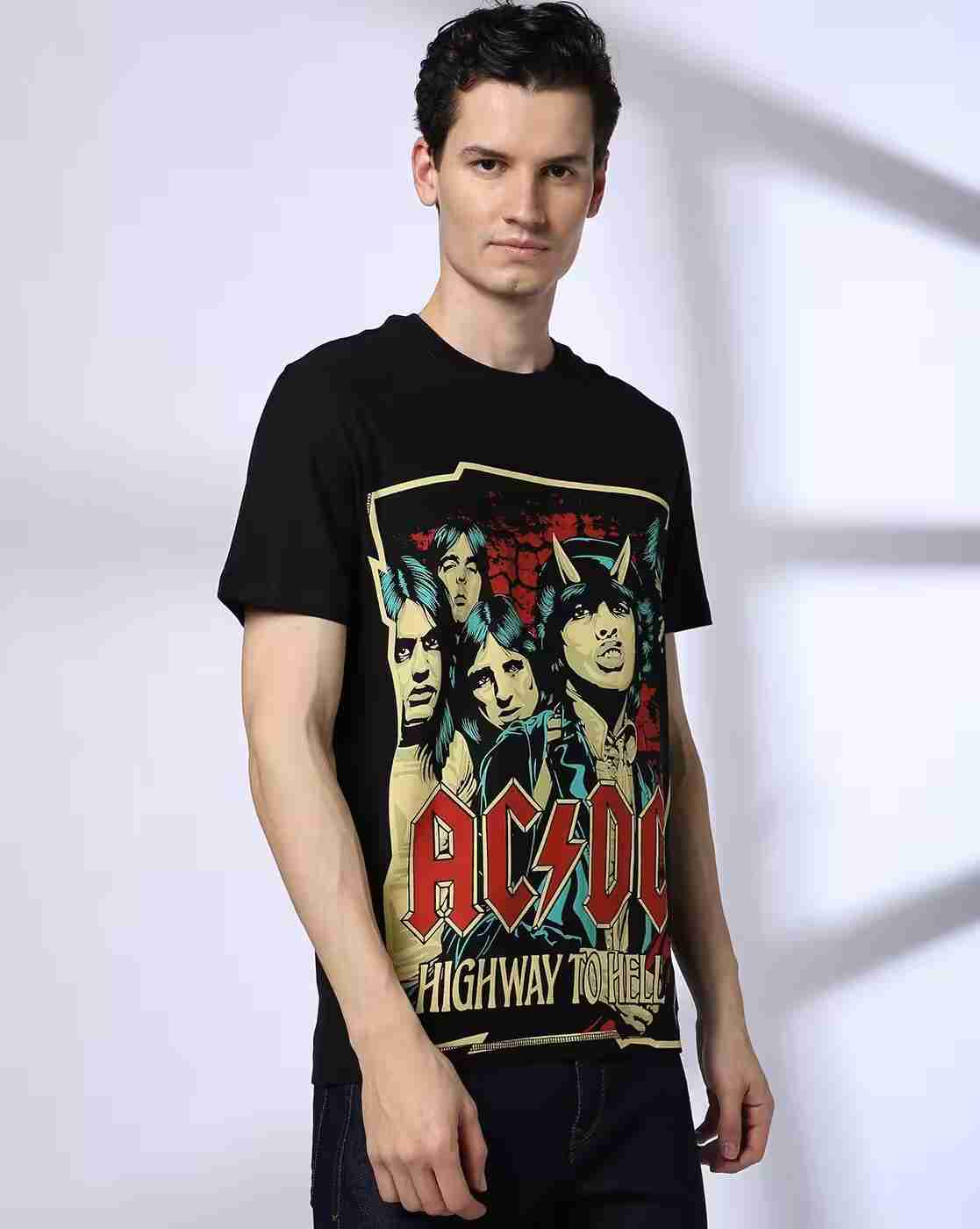 Lee Cooper | AC/DC - Men ACDC Print Regular Fit Crew-Neck T-Shirt|1