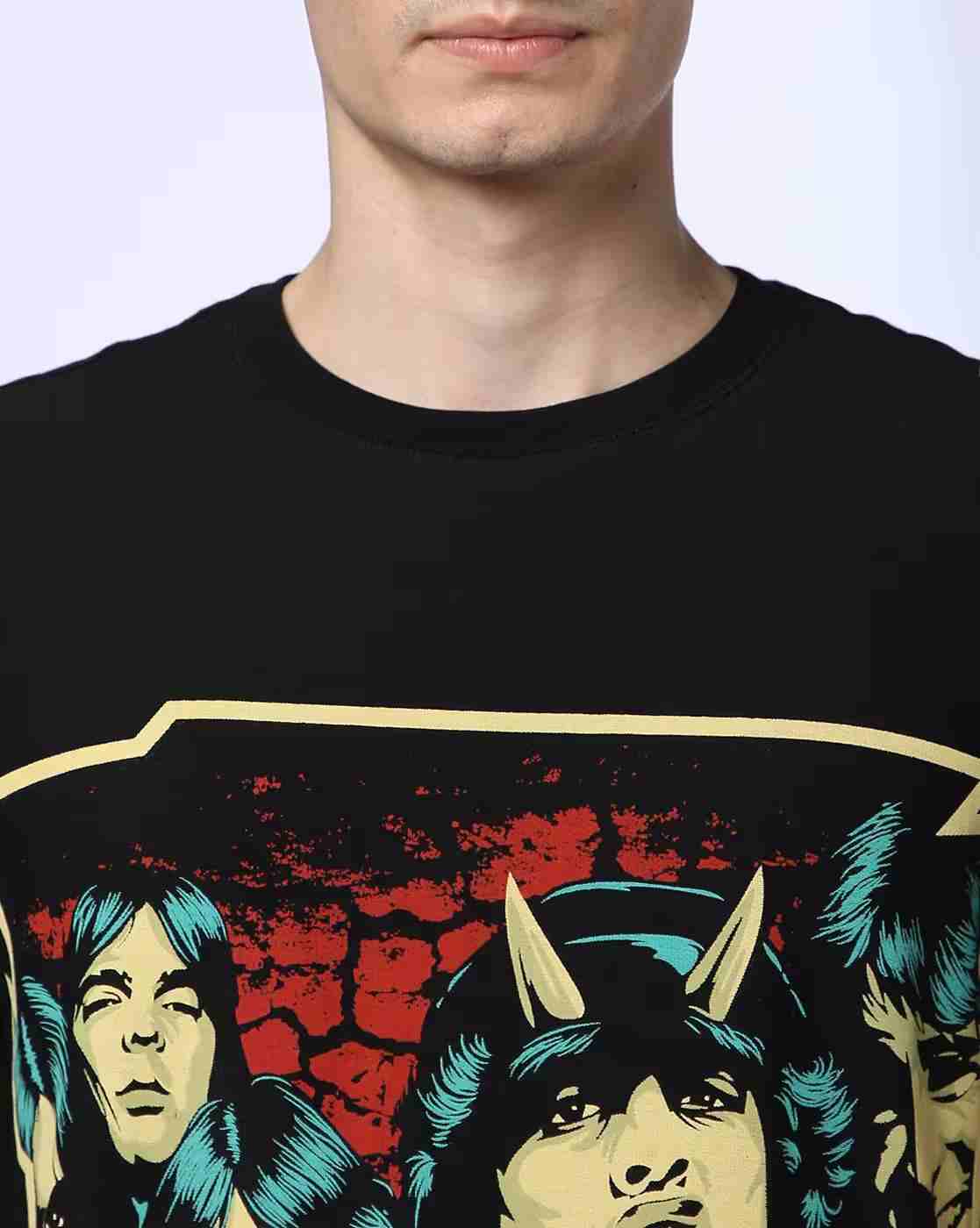 Lee Cooper | AC/DC - Men ACDC Print Regular Fit Crew-Neck T-Shirt|4