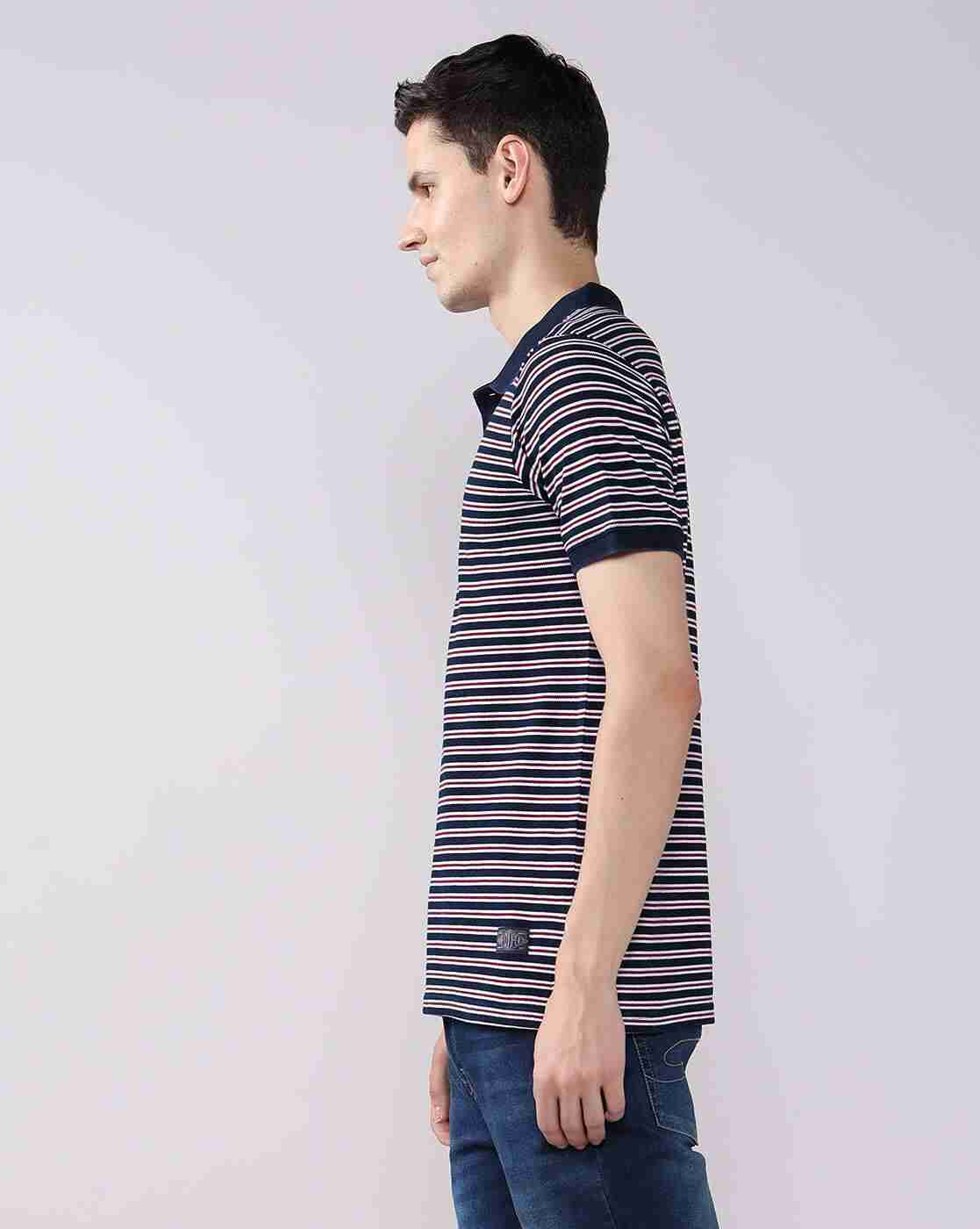 Lee Cooper | Men Striped Regular Fit Polo T-Shirt|1