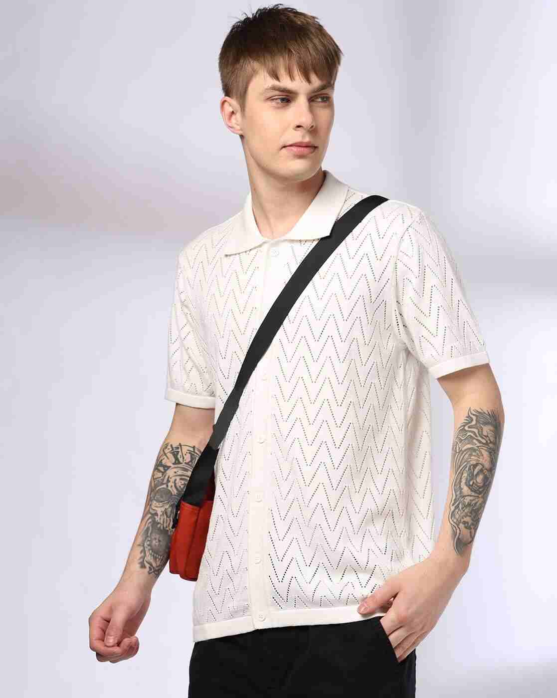 Men Pointelle-Knit Regular Fit Shirt