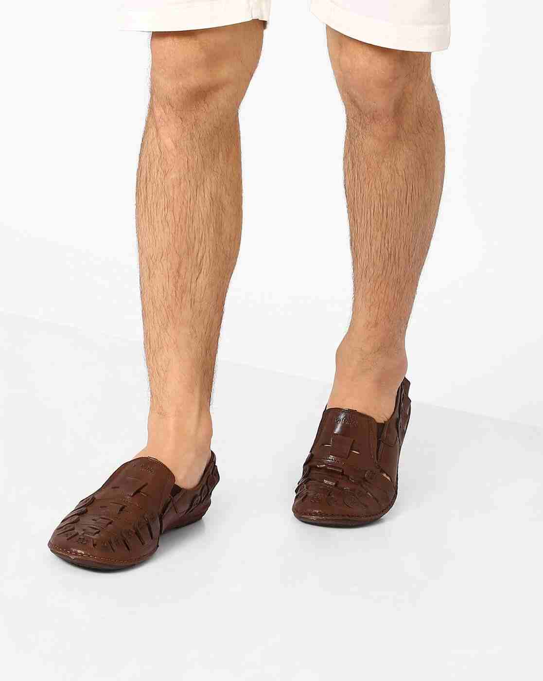 Genuine Leather Cut-Out Sandals