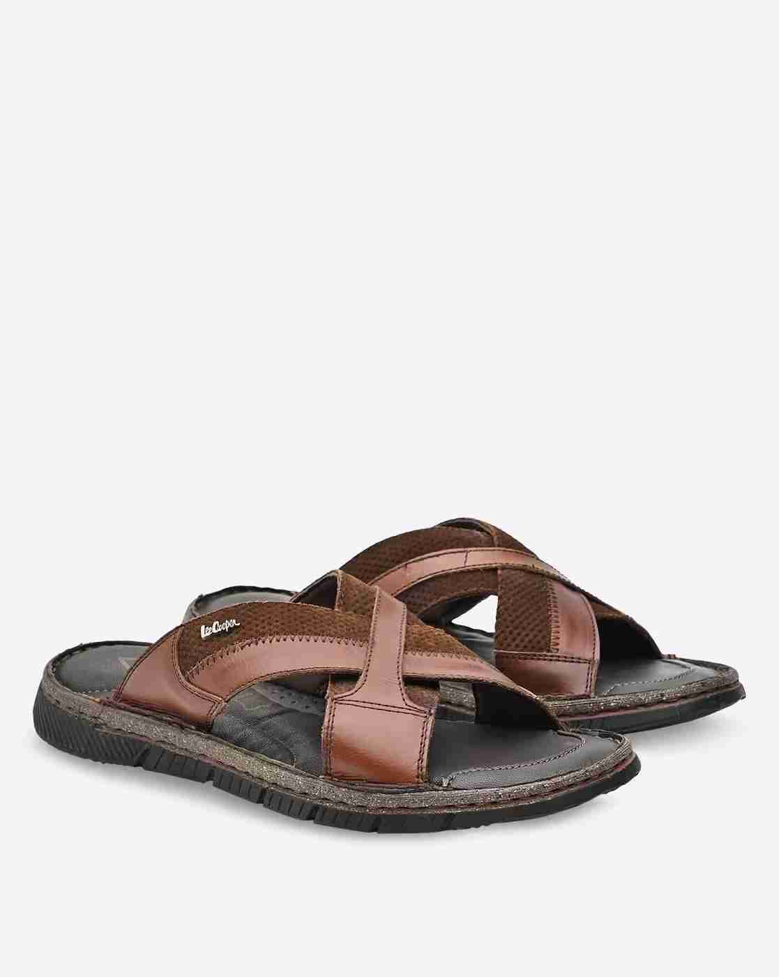 Cross-Strap Leather Sandals