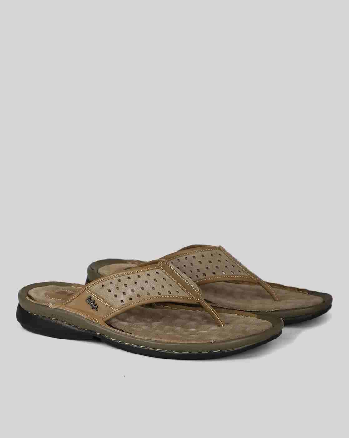 Men Leather Cutwork Thong-Strap Sandals
