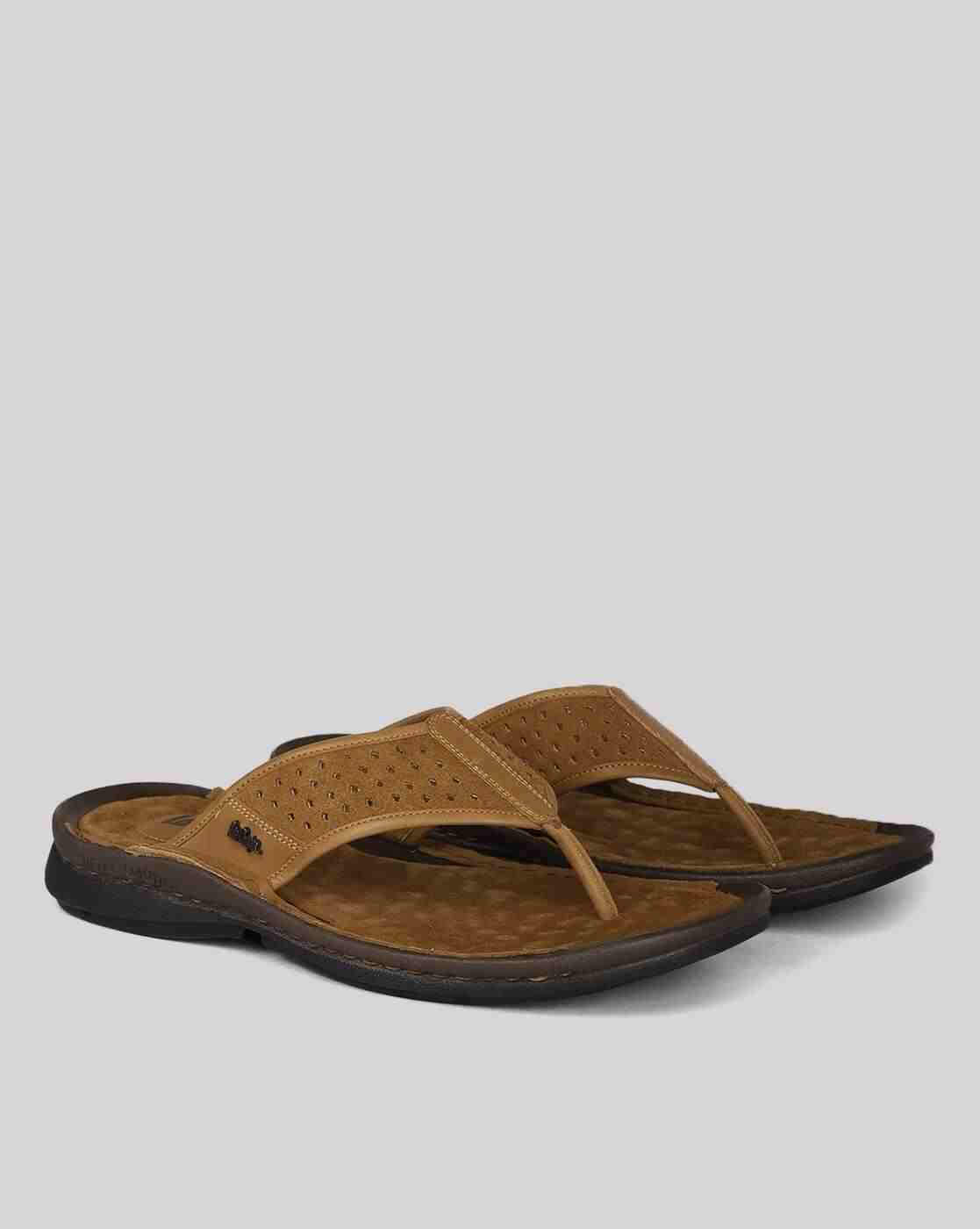 Men Leather Cutwork Thong-Strap Sandals