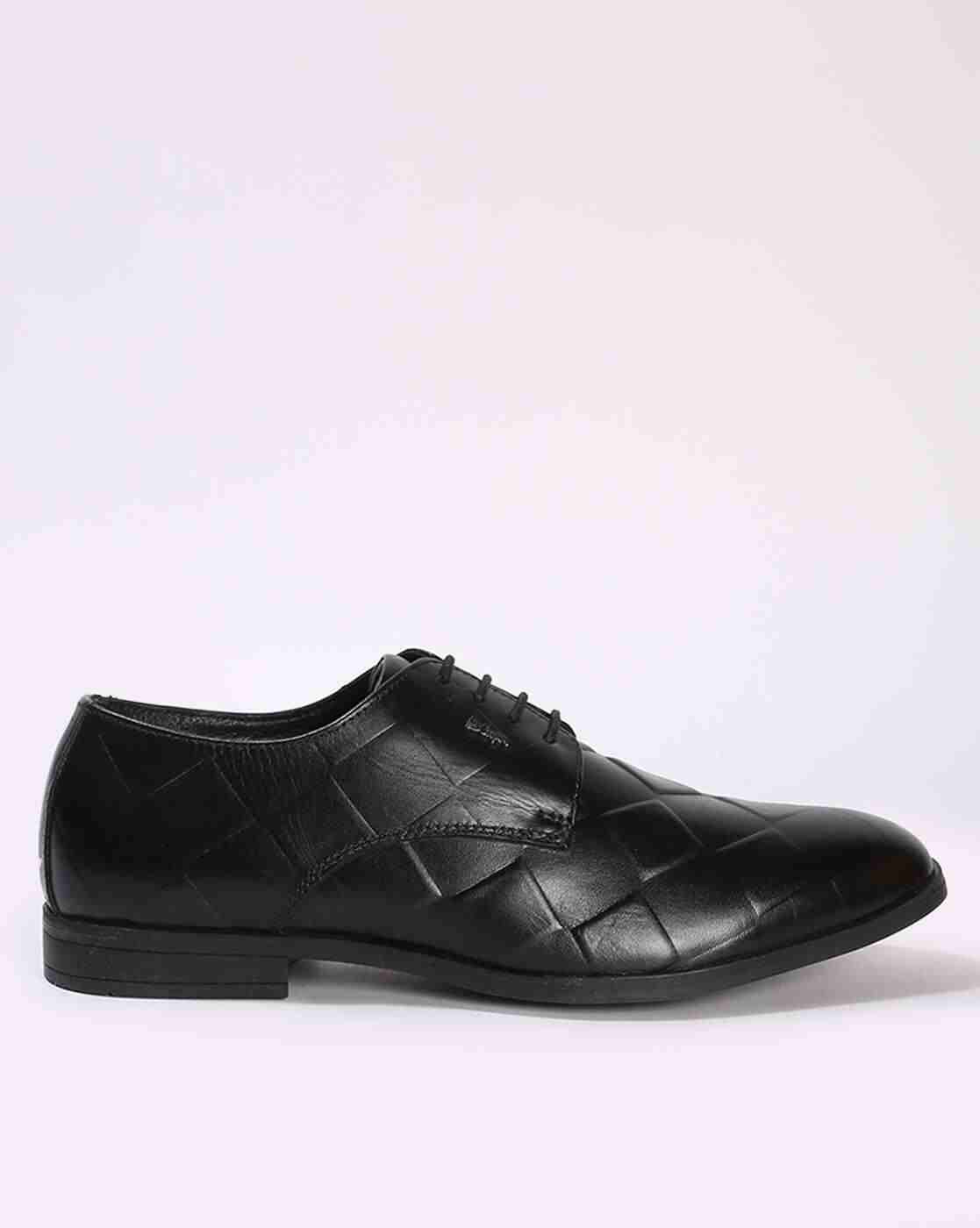 Men Croc-Embossed Leather Lace-Up Shoes