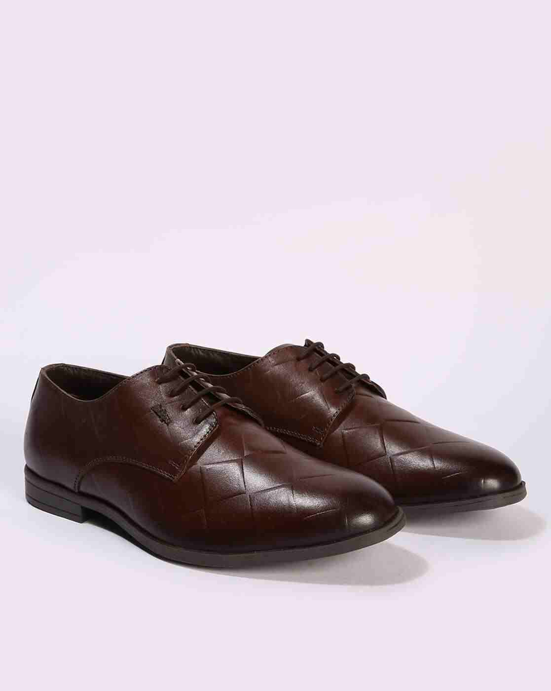 Lee Cooper | Men Croc-Embossed Leather Lace-Up Shoes|1
