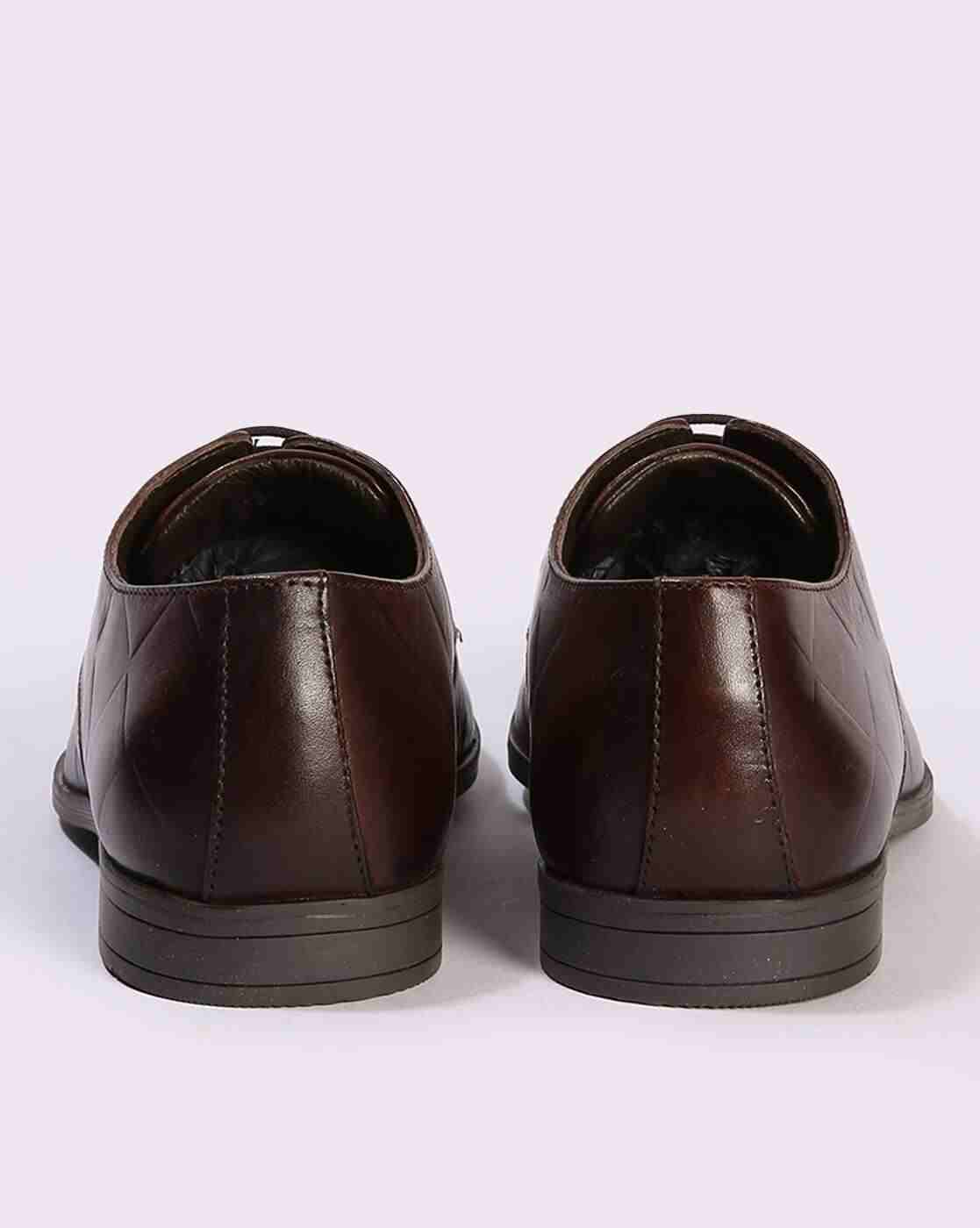 Lee Cooper | Men Croc-Embossed Leather Lace-Up Shoes|3