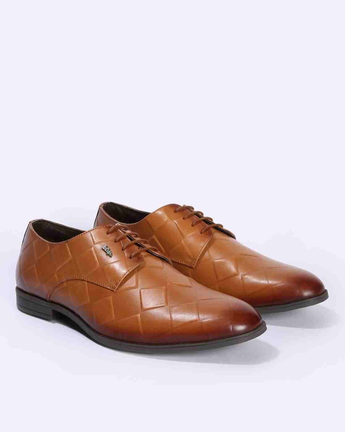 Lee Cooper | Men Croc-Embossed Leather Lace-Up Shoes|2