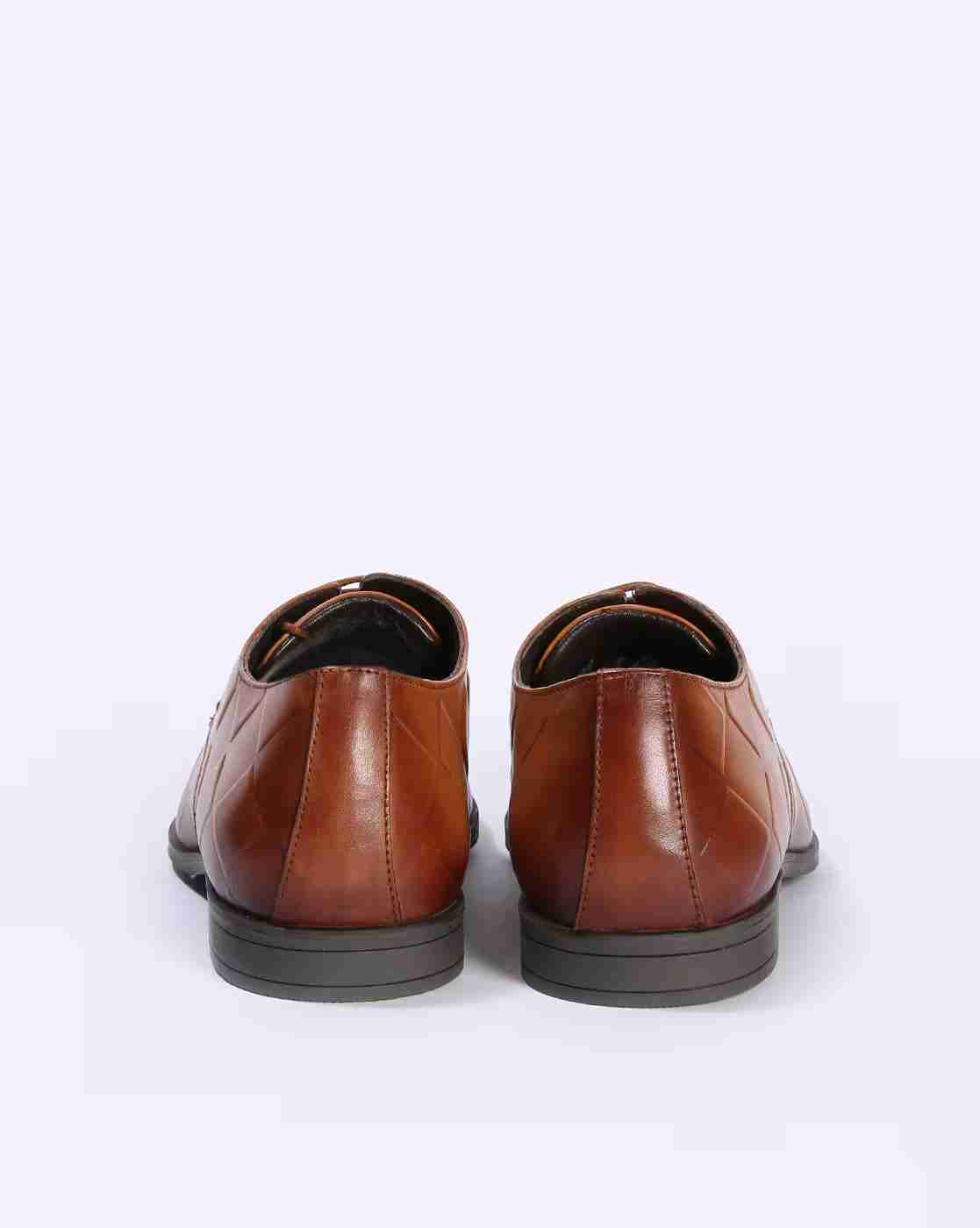 Lee Cooper | Men Croc-Embossed Leather Lace-Up Shoes|3