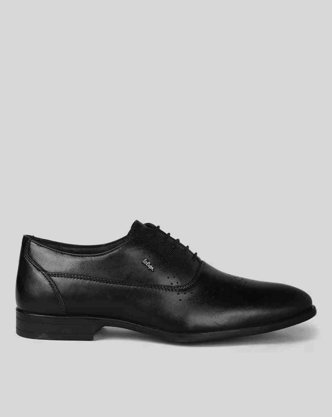Men Leather Round-Toe Derbys