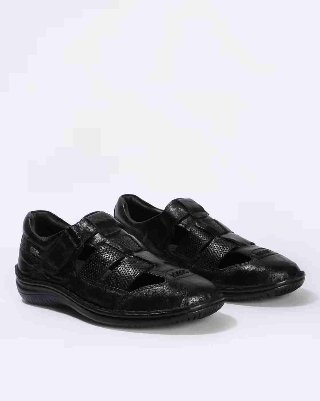 Men Leather Sandals with Velcro Fastening