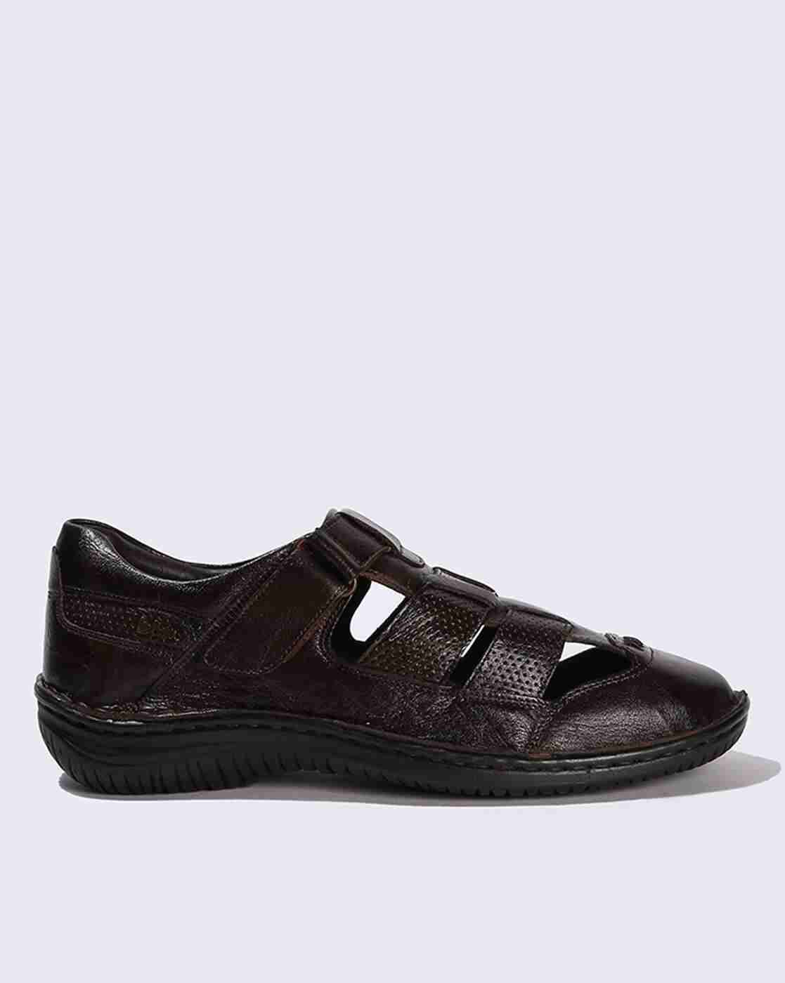 Men Leather Sandals with Velcro Fastening