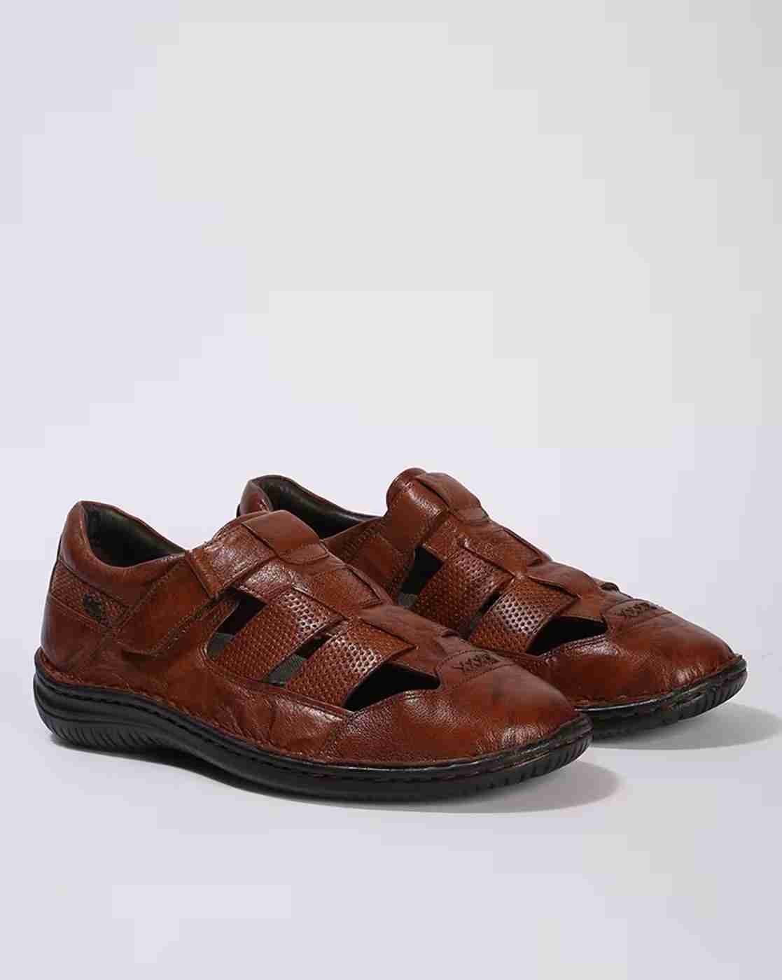 Lee Cooper | Men Leather Sandals with Velcro Fastening|0