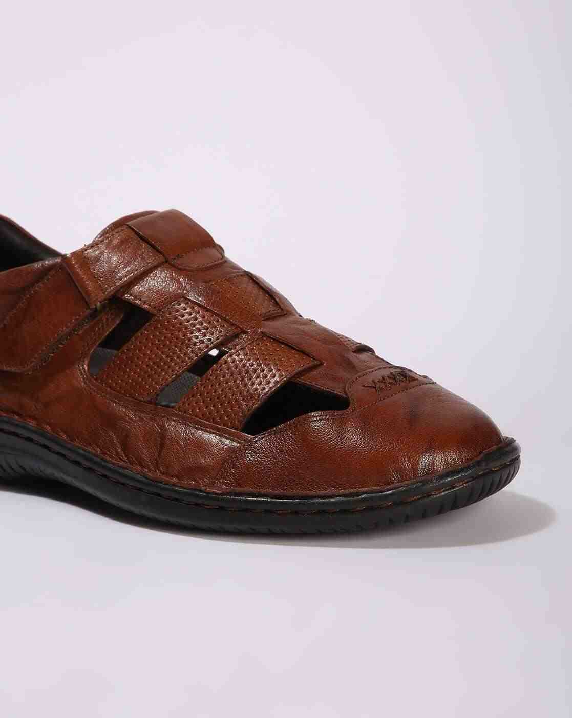 Lee Cooper | Men Leather Sandals with Velcro Fastening|4