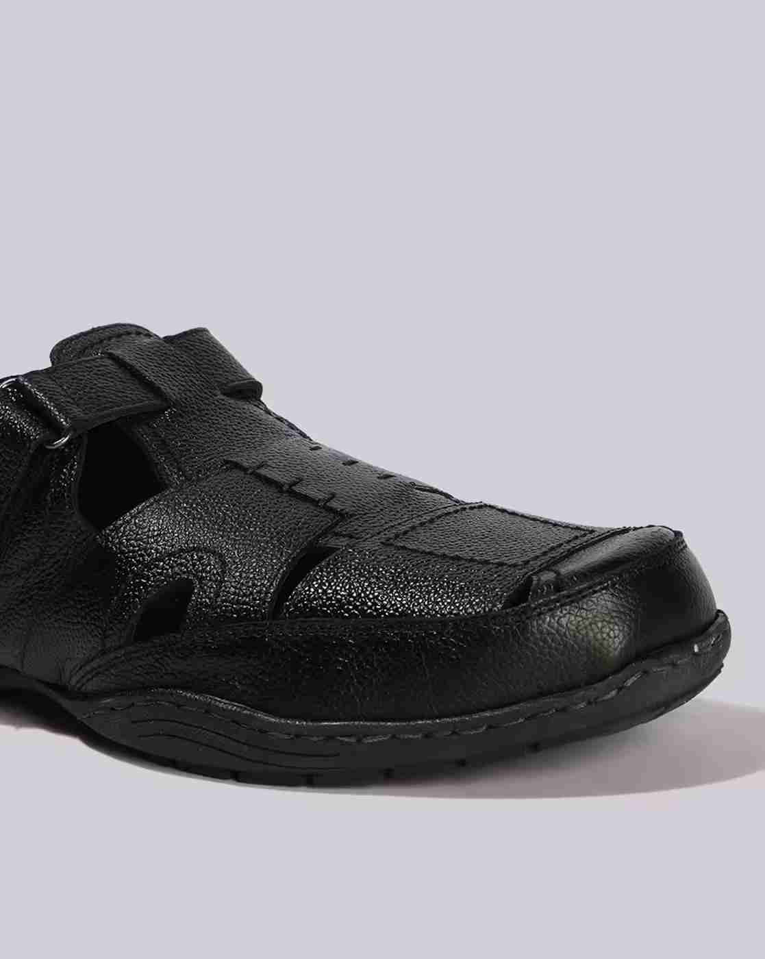Lee Cooper | Men Leather Sandals with Velcro Fastening|4