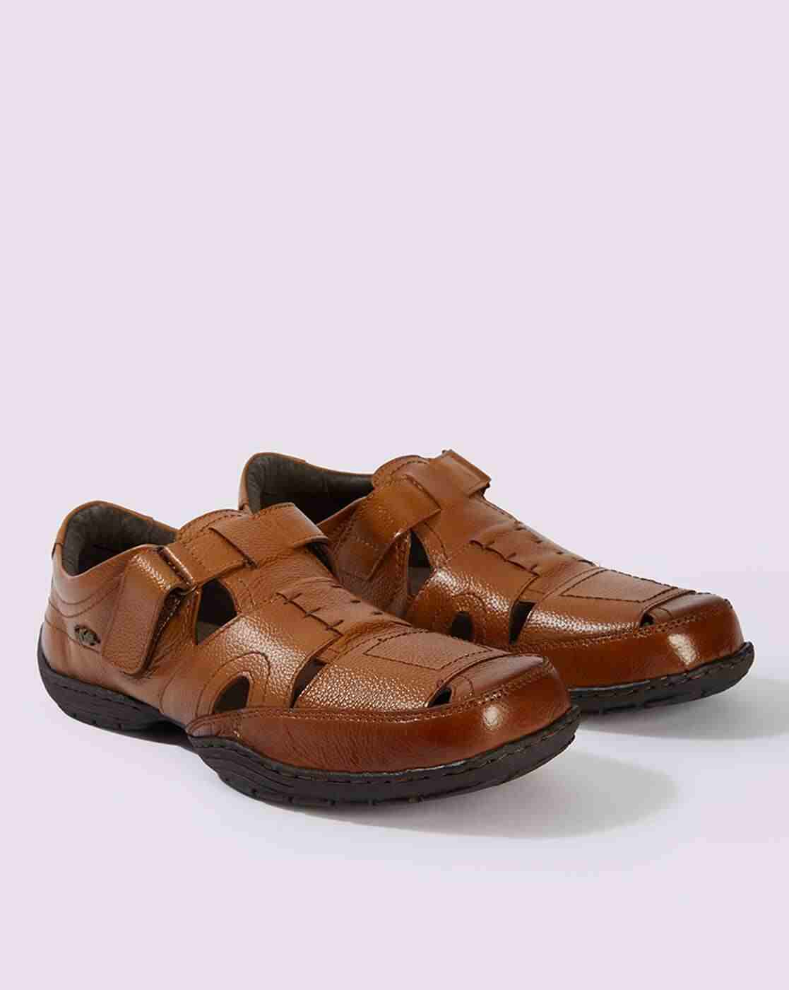 Men Leather Sandals with Velcro Strap