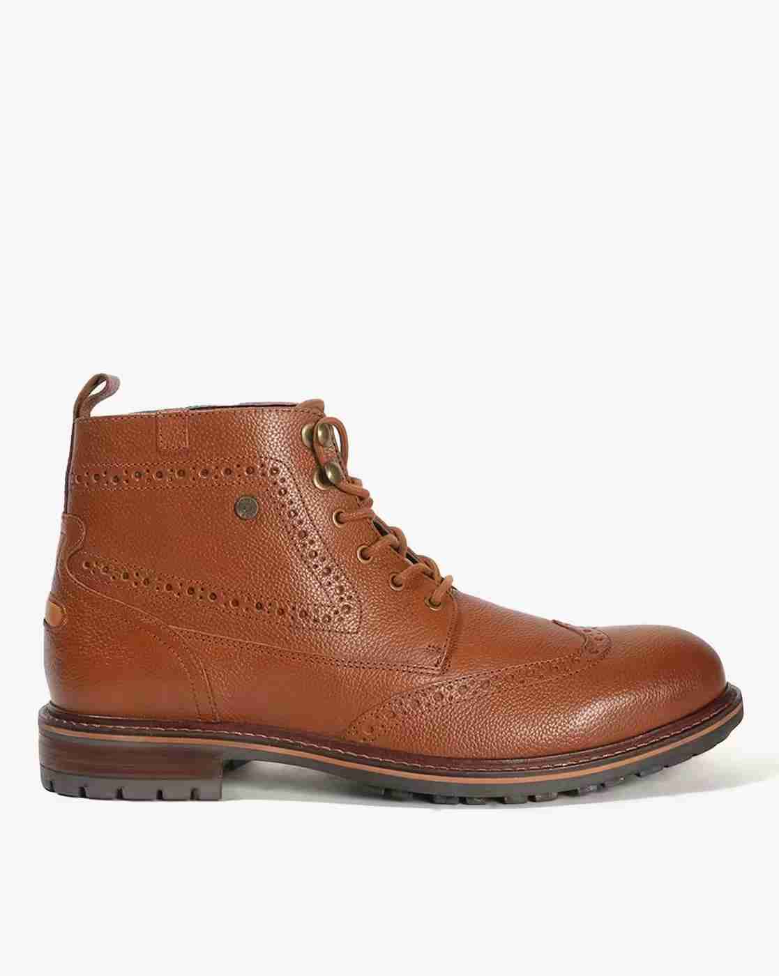 Men Leather High-Top Lace-Up shoes