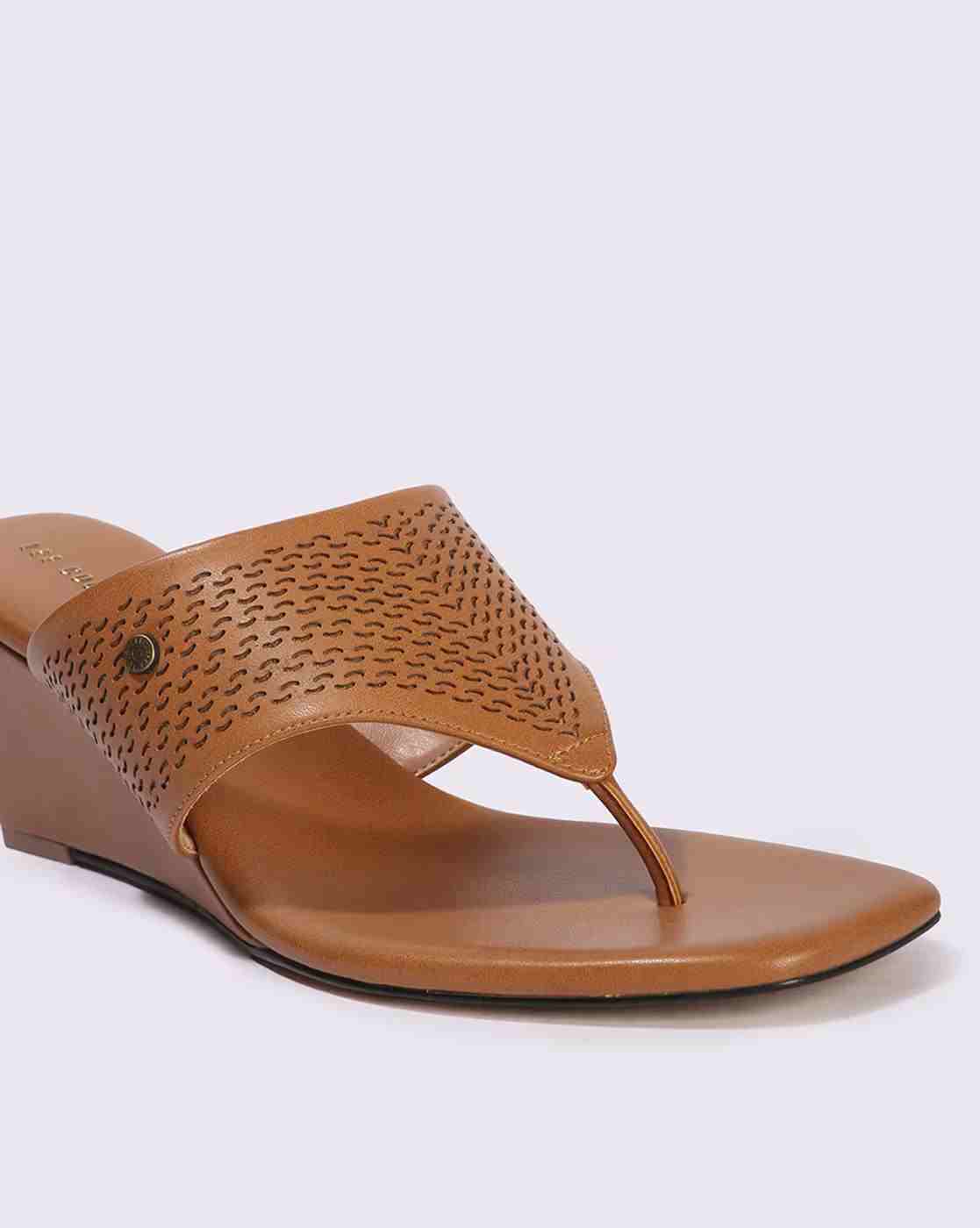 Lee Cooper | Women Thong-Strap Wedges with Cutwork|4