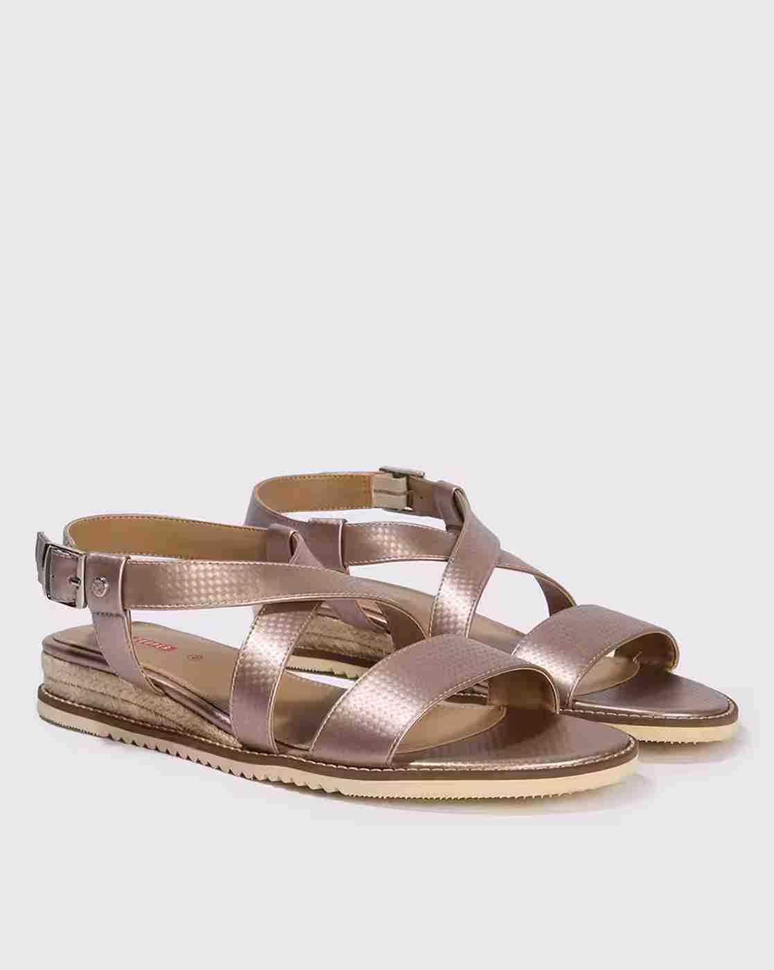Women Multi-Strap Flat Sandals with Buckle Fastening